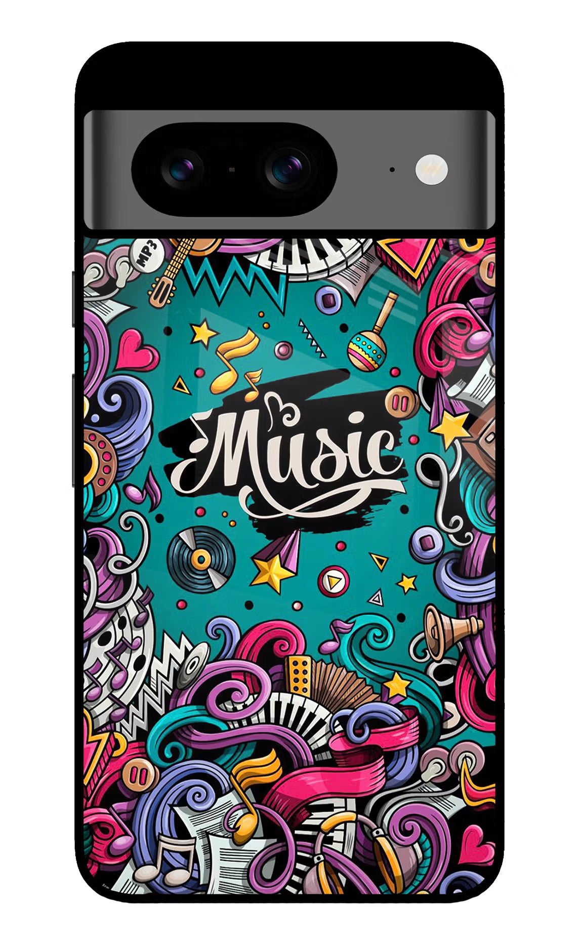Music Graffiti Google Pixel 8 Glass Case - Music Graffiti Google Pixel 8 Glass Case Music Graffiti Google Pixel 8 Glass Case