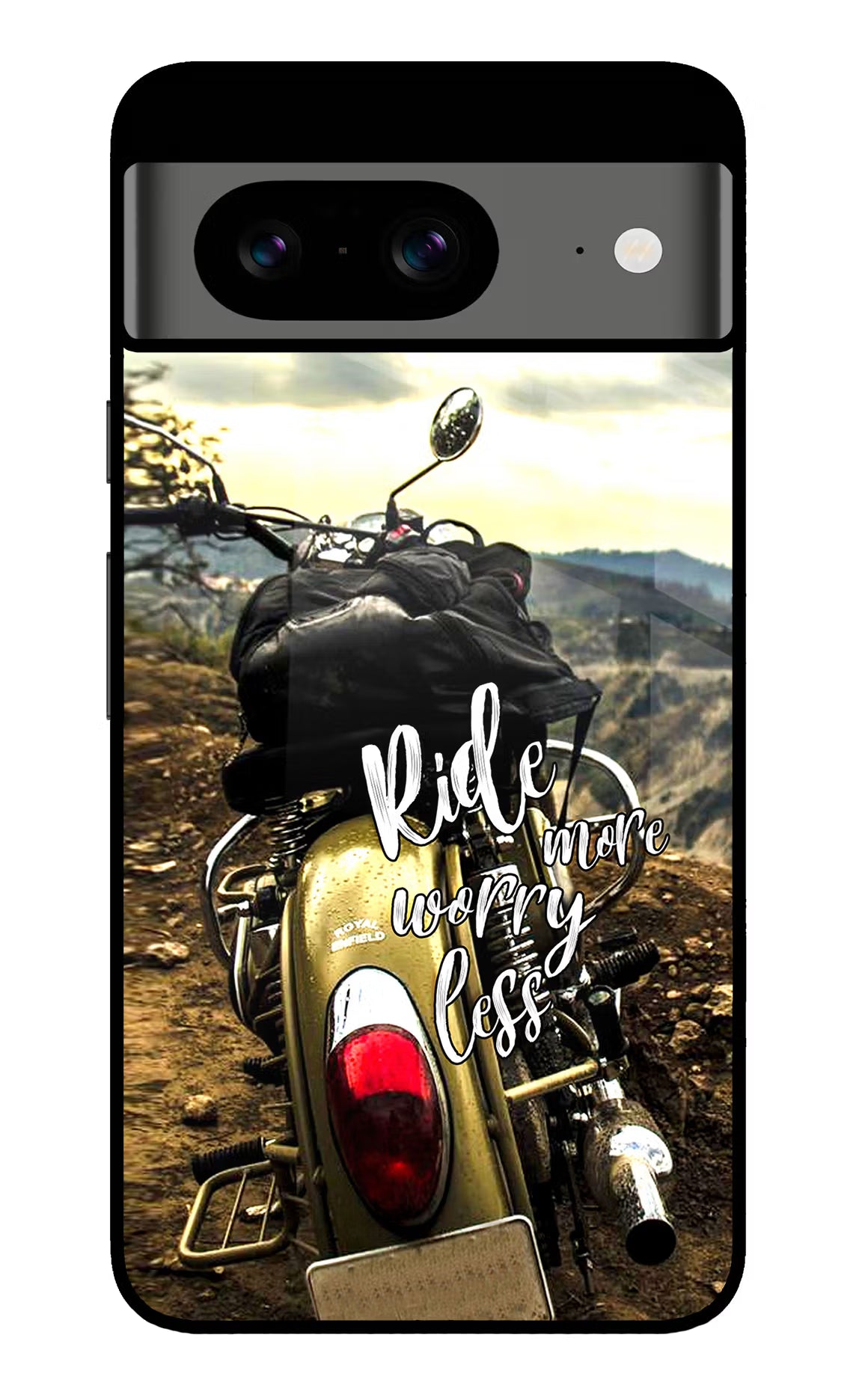 Ride More Worry Less Google Pixel 8 Back Cover - Ride More Worry Less Google Pixel 8 Glass Case Back Cover by Casekaro Ride More Worry Less Google Pixel 8 Glass Case Back Cover by Casekaro