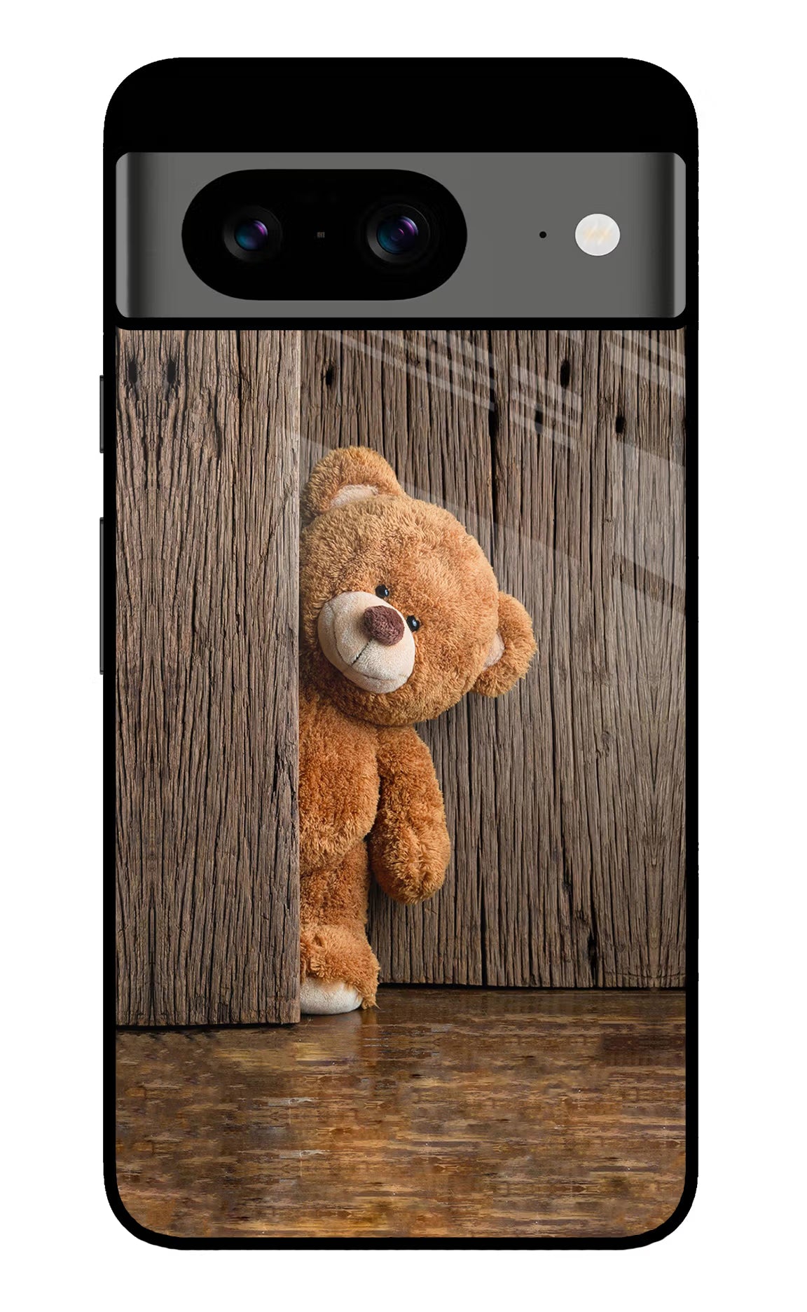 Teddy Wooden Google Pixel 8 Back Cover - Teddy Wooden Google Pixel 8 Glass Case Back Cover by Casekaro Teddy Wooden Google Pixel 8 Glass Case Back Cover by Casekaro