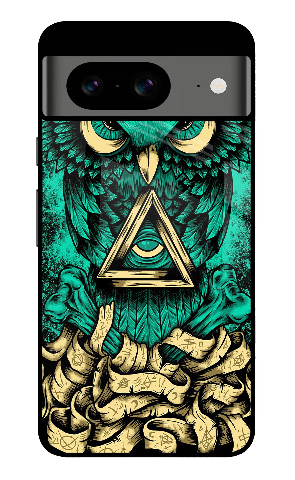 Green Owl Google Pixel 8 Glass Case - Green Owl Google Pixel 8 Glass Case Green Owl Google Pixel 8 Glass Case