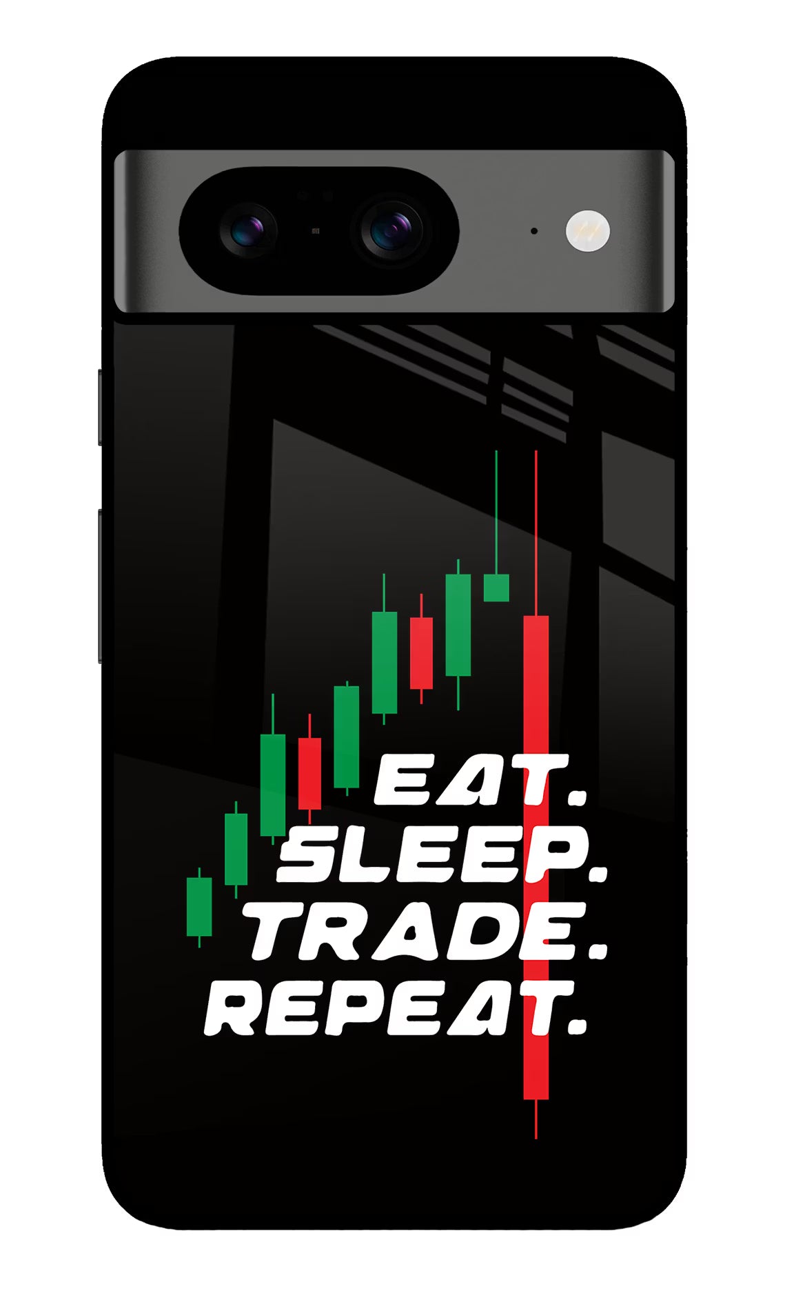 Eat Sleep Trade Repeat Google Pixel 8 Glass Case - Eat Sleep Trade Repeat Google Pixel 8 Glass Case Eat Sleep Trade Repeat Google Pixel 8 Glass Case