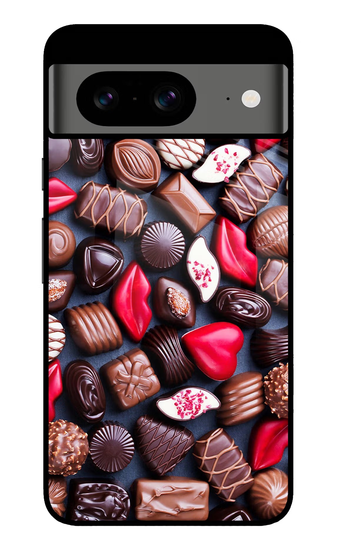 Chocolates Google Pixel 8 Back Cover - Chocolates Google Pixel 8 Glass Case Back Cover by Casekaro Chocolates Google Pixel 8 Glass Case Back Cover by Casekaro