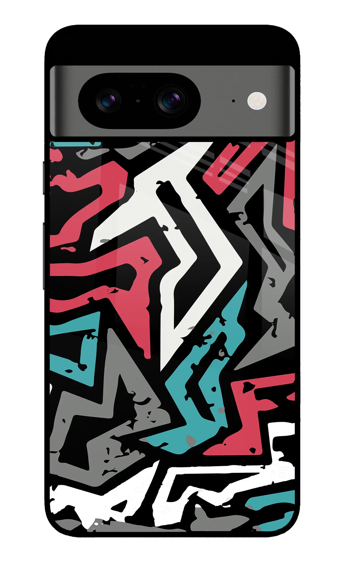 Geometric Graffiti Google Pixel 8 Glass Case - Geometric Graffiti Google Pixel 8 Glass Case Geometric Graffiti Google Pixel 8 Glass Case