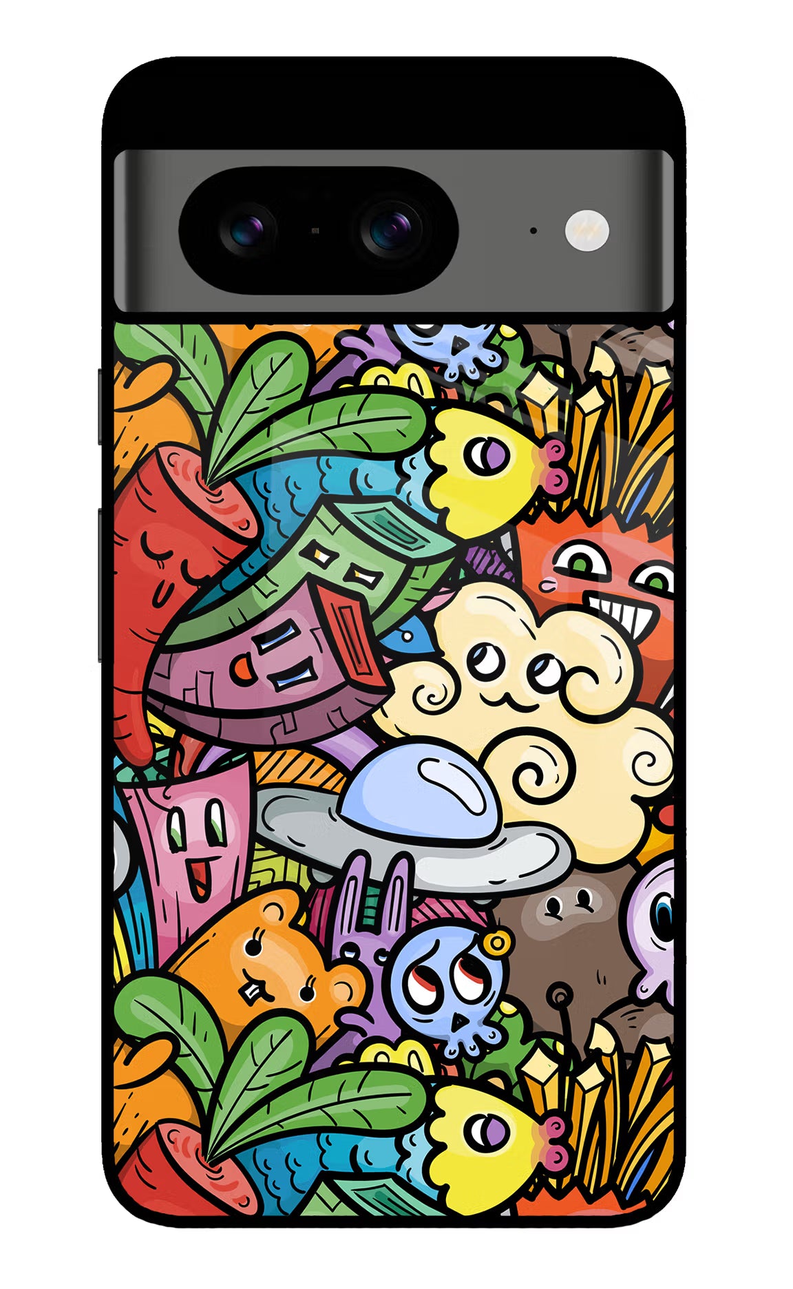 Veggie Doodle Google Pixel 8 Glass Case - Veggie Doodle Google Pixel 8 Glass Case Veggie Doodle Google Pixel 8 Glass Case