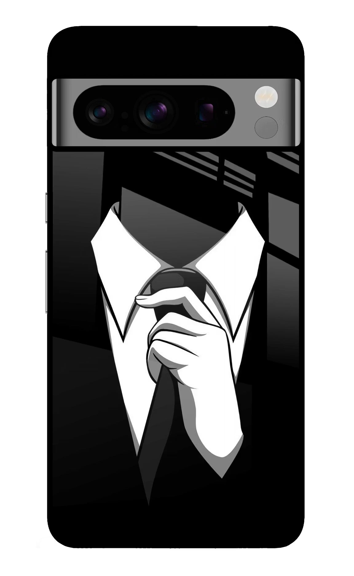Black Tie Google Pixel 8 Pro Back Cover - Black Tie Google Pixel 8 Pro Glass Case Back Cover by Casekaro Black Tie Google Pixel 8 Pro Glass Case Back Cover by Casekaro
