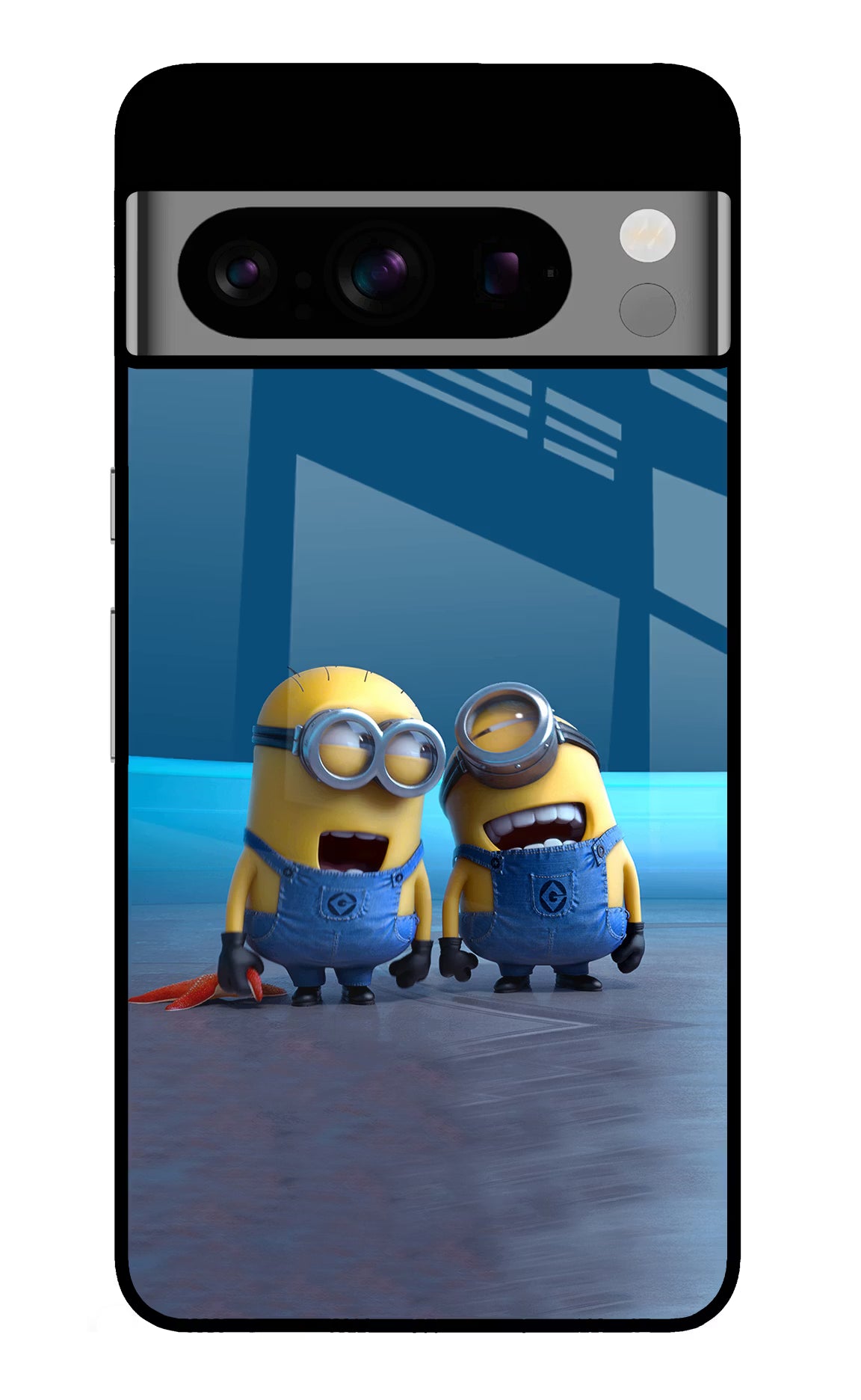 Minion Laughing Google Pixel 8 Pro Back Cover - Minion Laughing Google Pixel 8 Pro Glass Case Back Cover by Casekaro Minion Laughing Google Pixel 8 Pro Glass Case Back Cover by Casekaro