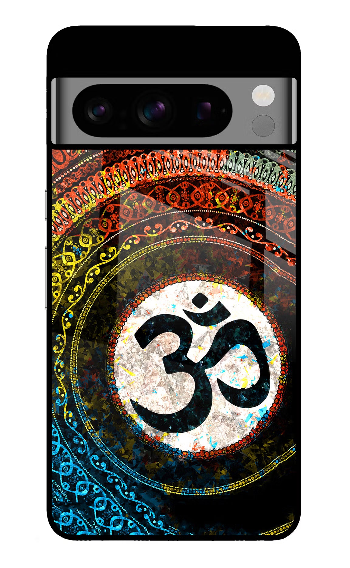 Om Cultural Google Pixel 8 Pro Back Cover - Om Cultural Google Pixel 8 Pro Glass Case Back Cover by Casekaro Om Cultural Google Pixel 8 Pro Glass Case Back Cover by Casekaro