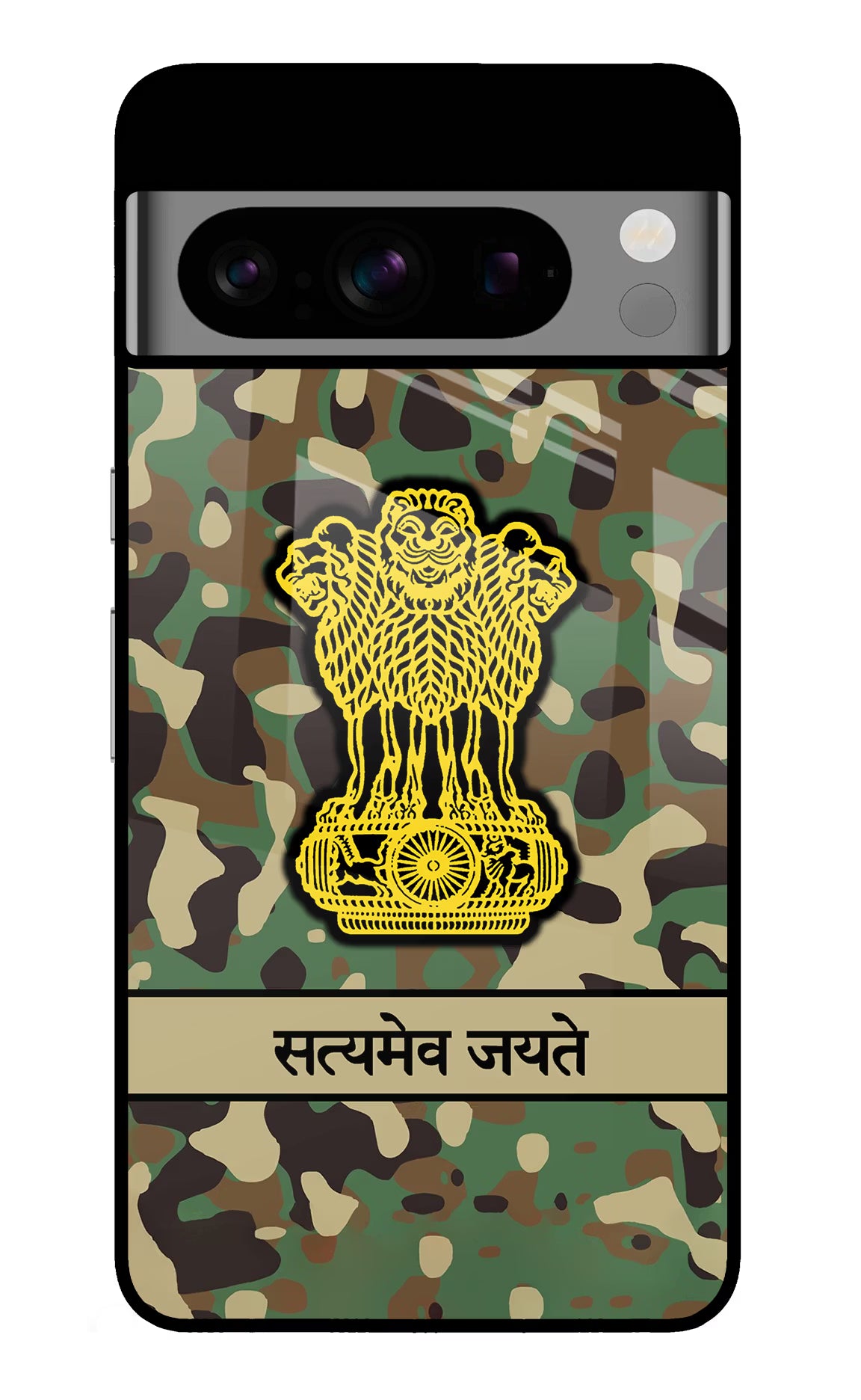 Satyamev Jayate Army Google Pixel 8 Pro Back Cover - Satyamev Jayate Army Google Pixel 8 Pro Glass Case Back Cover by Casekaro Satyamev Jayate Army Google Pixel 8 Pro Glass Case Back Cover by Casekaro