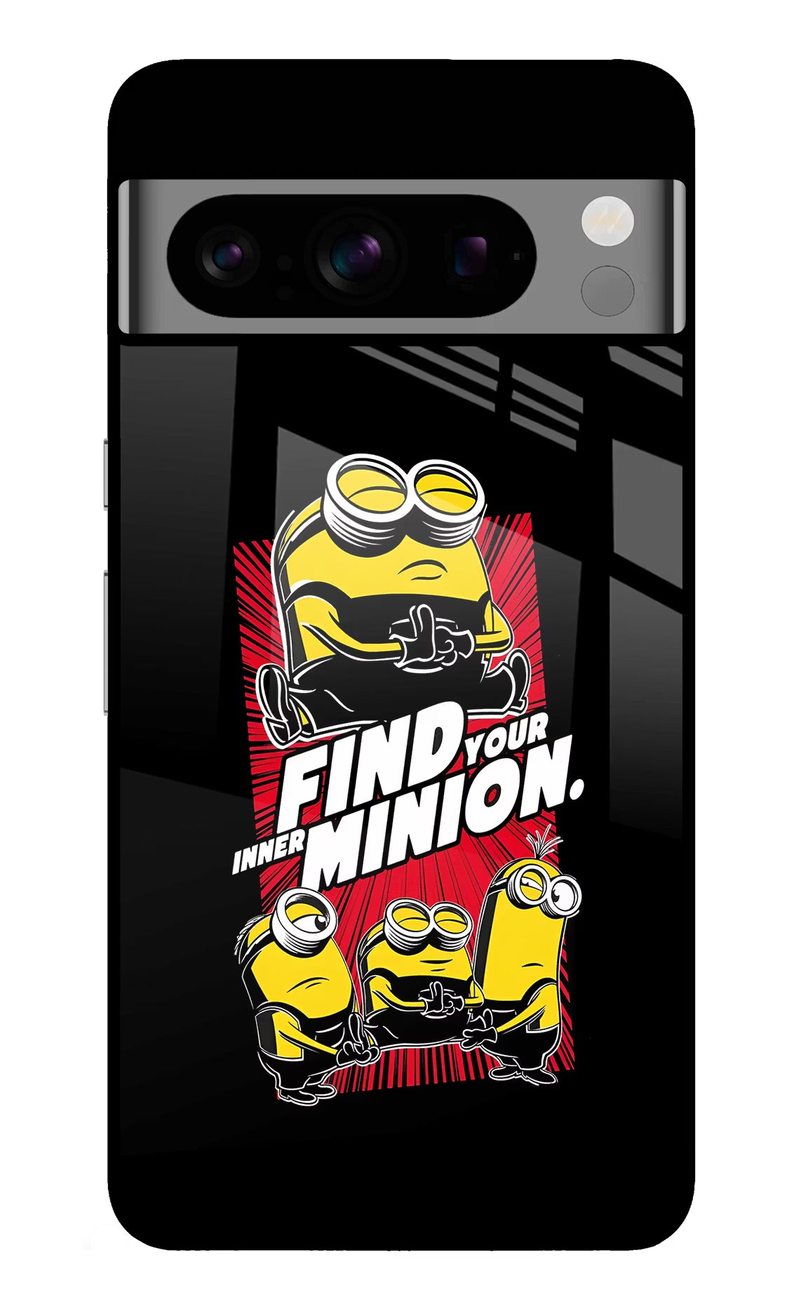 Find your inner Minion Google Pixel 8 Pro Back Cover - Find your inner Minion Google Pixel 8 Pro Glass Case Back Cover by Casekaro Find your inner Minion Google Pixel 8 Pro Glass Case Back Cover by Casekaro