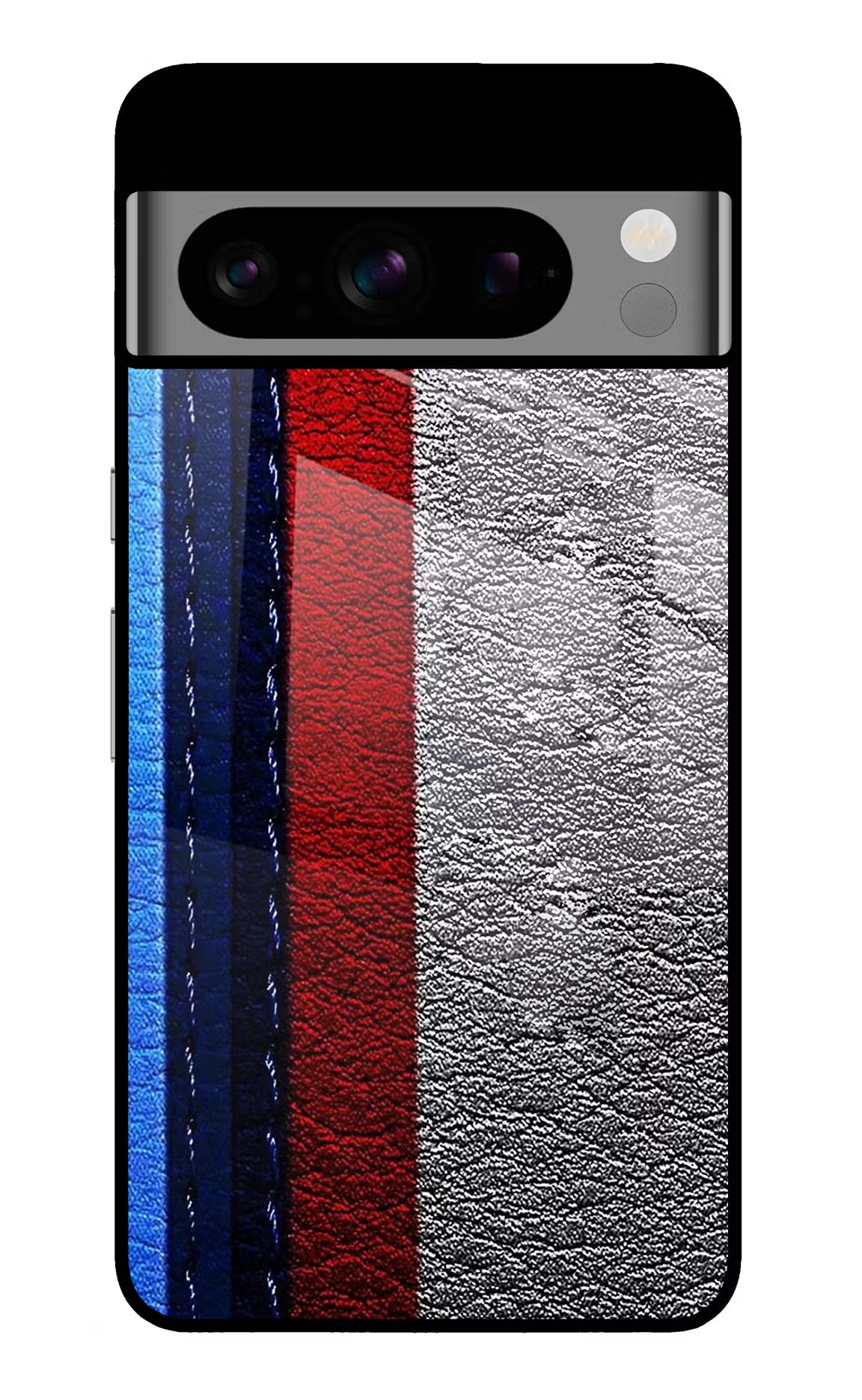 BMW Stripes Google Pixel 8 Pro Back Cover - BMW Stripes Google Pixel 8 Pro Glass Case Back Cover by Casekaro BMW Stripes Google Pixel 8 Pro Glass Case Back Cover by Casekaro