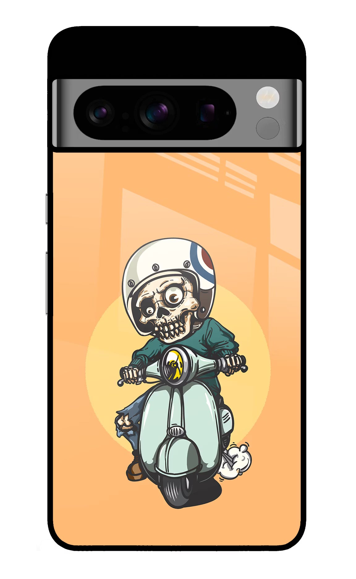 Undead Biker Google Pixel 8 Pro Back Cover - Undead Biker Google Pixel 8 Pro Glass Case Back Cover by Casekaro Undead Biker Google Pixel 8 Pro Glass Case Back Cover by Casekaro