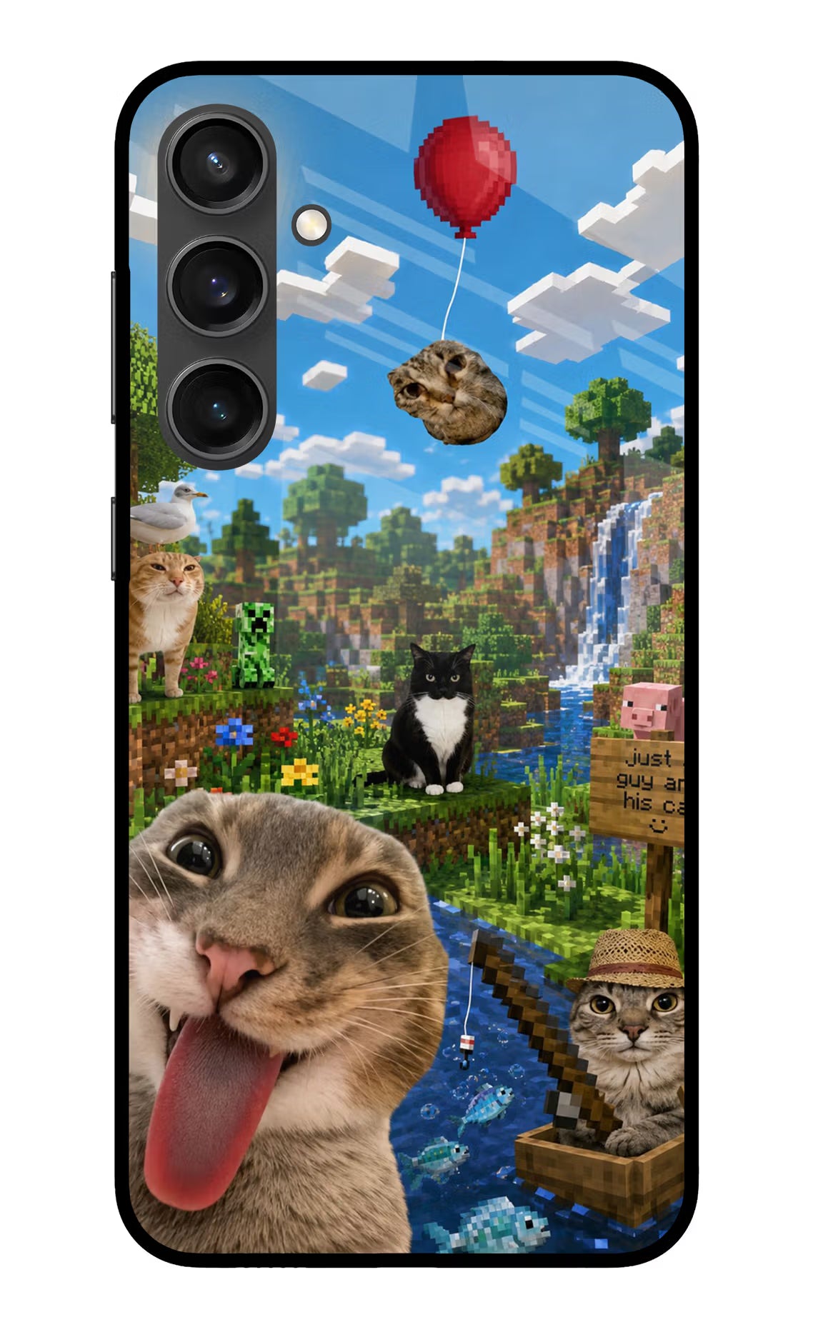 Minecraft Cat Chaos Samsung S23 FE 5G Glass Case - Minecraft Cat Chaos Samsung S23 FE 5G Glass Case Minecraft Cat Chaos Samsung S23 FE 5G Glass Case