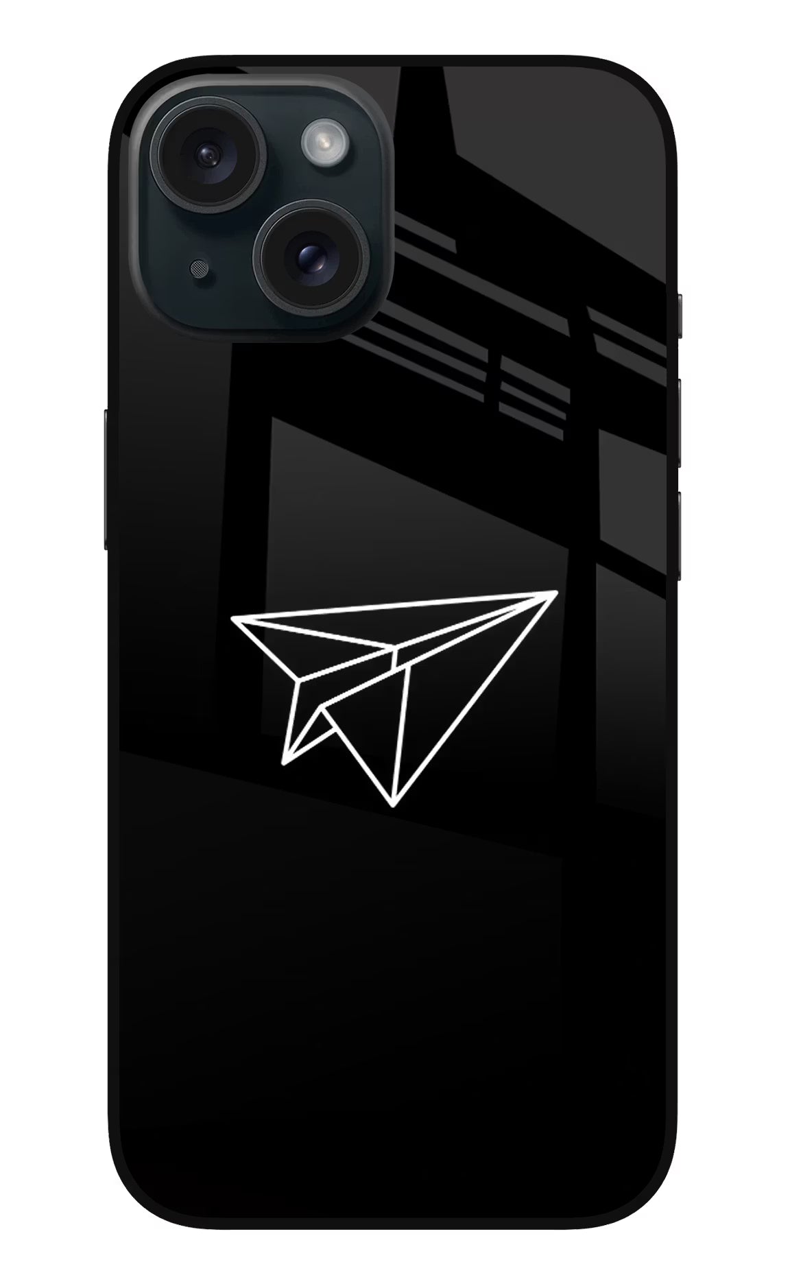 Paper Plane White iPhone 15 Glass Case - Paper Plane White iPhone 15 Glass Case Paper Plane White iPhone 15 Glass Case