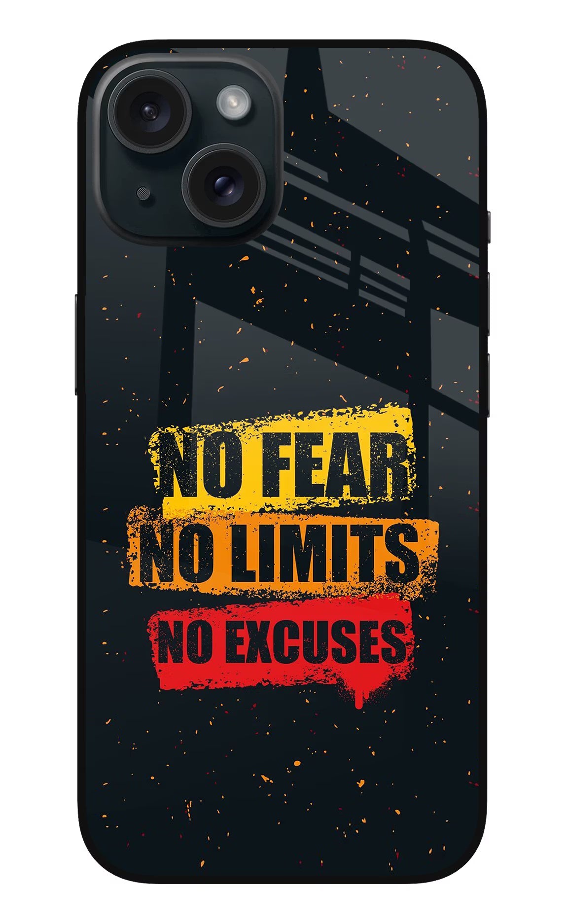 No Fear No Limits No Excuse iPhone 15 Glass Case - No Fear No Limits No Excuse iPhone 15 Glass Case No Fear No Limits No Excuse iPhone 15 Glass Case