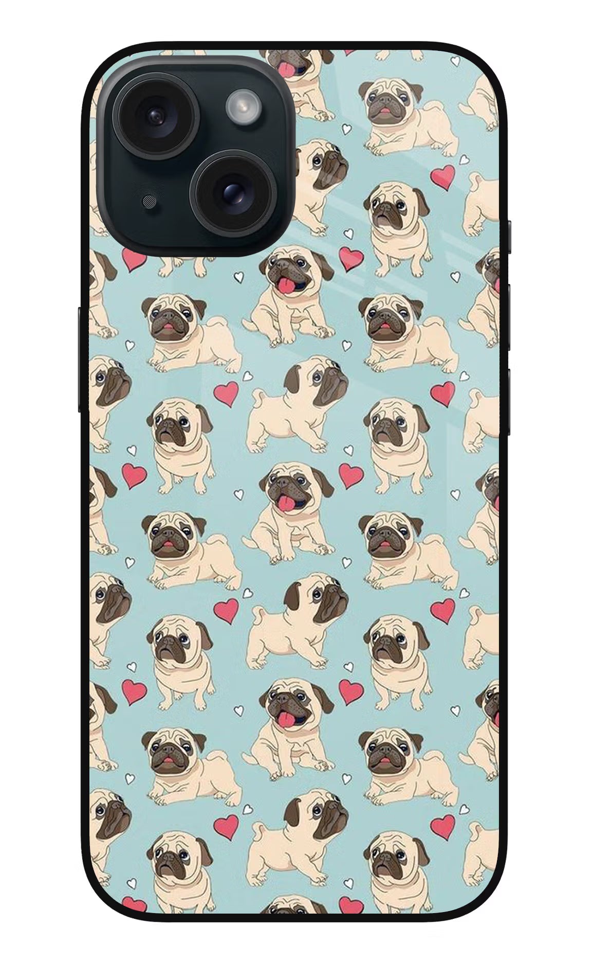 Pug Dog iPhone 15 Glass Case - Pug Dog iPhone 15 Glass Case Pug Dog iPhone 15 Glass Case