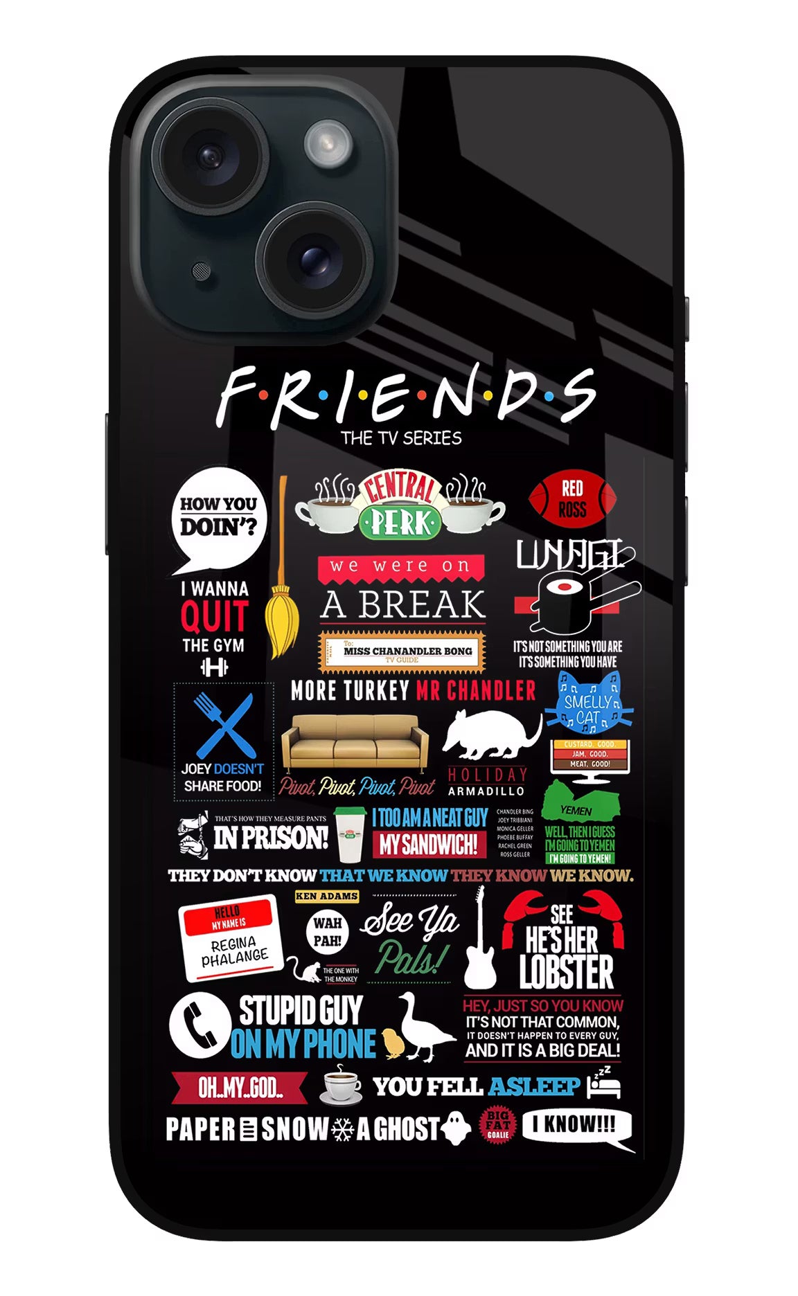 FRIENDS iPhone 15 Glass Case - FRIENDS iPhone 15 Glass Case FRIENDS iPhone 15 Glass Case