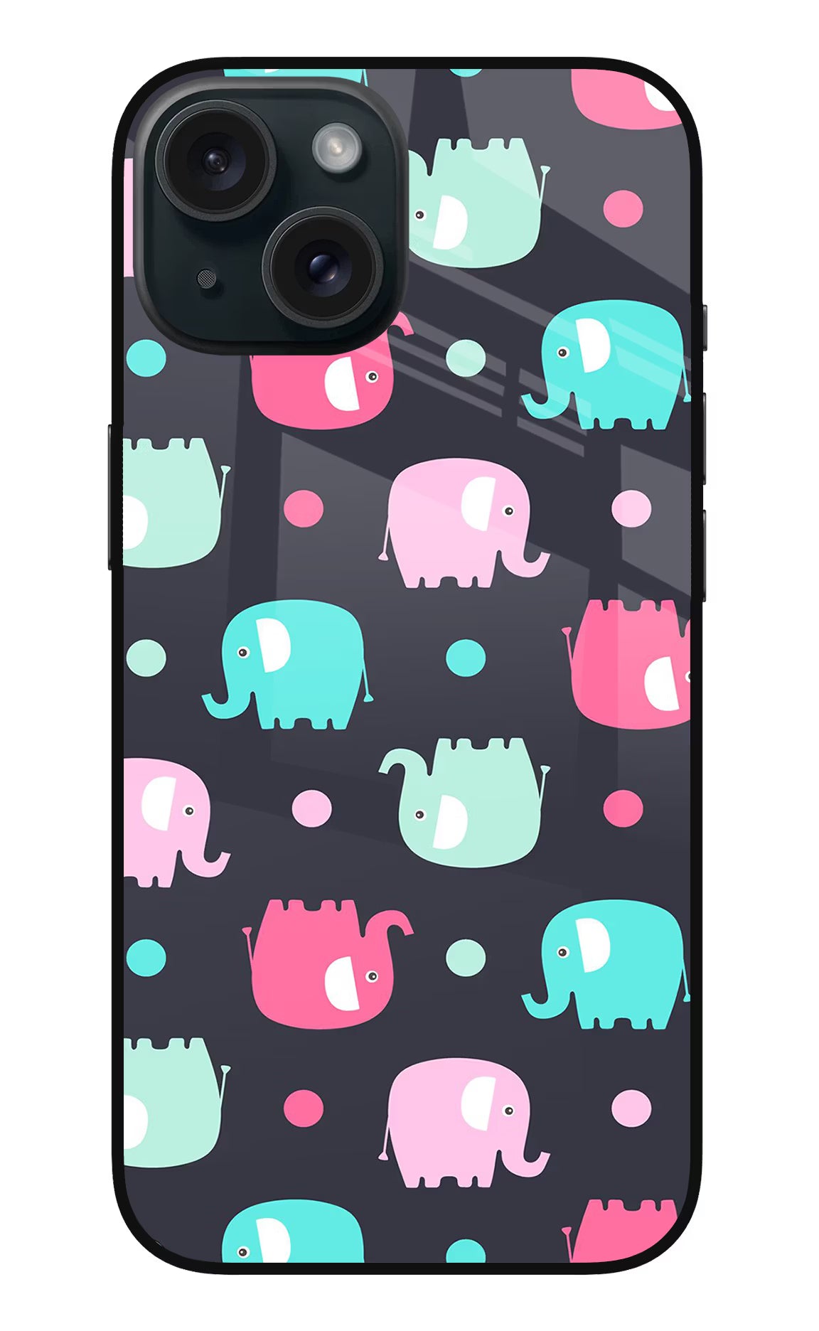 Elephants iPhone 15 Glass Case - Elephants iPhone 15 Glass Case Elephants iPhone 15 Glass Case