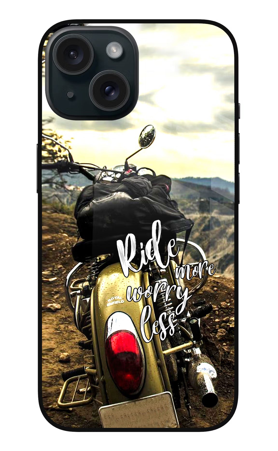 Ride More Worry Less iPhone 15 Glass Case - Ride More Worry Less iPhone 15 Glass Case Ride More Worry Less iPhone 15 Glass Case