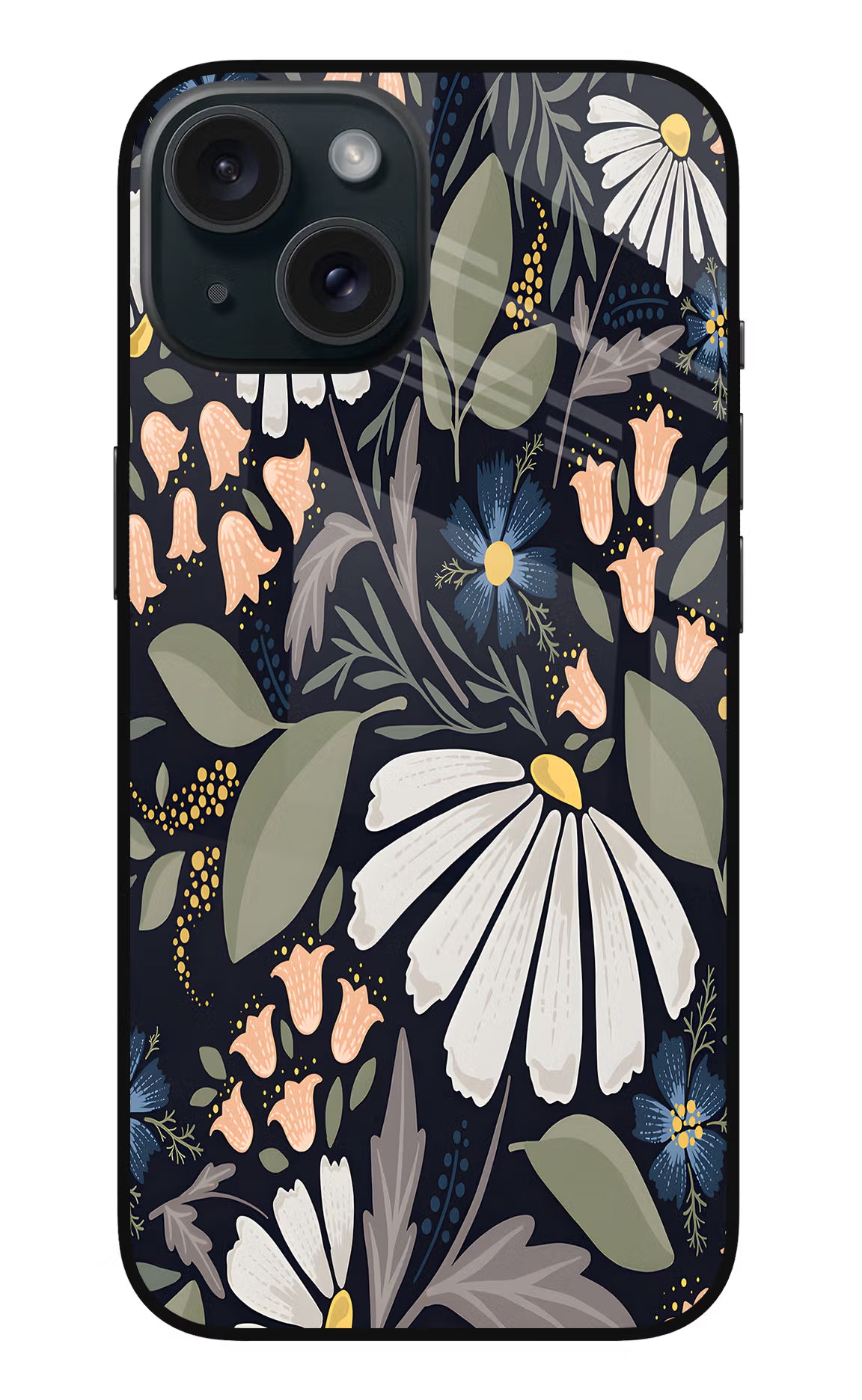 Flowers Art iPhone 15 Glass Case - Flowers Art iPhone 15 Glass Case Flowers Art iPhone 15 Glass Case