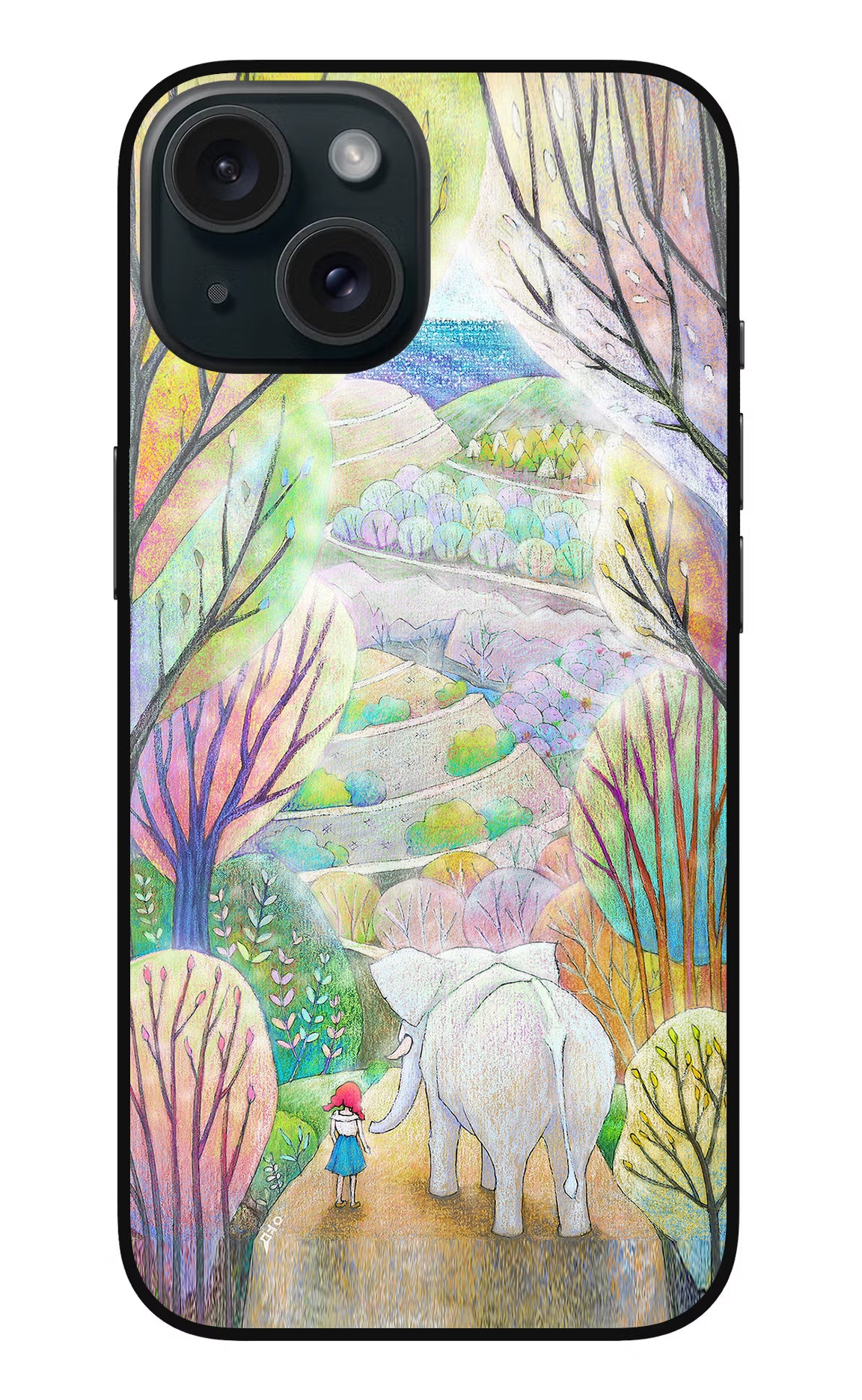 Nature Painting iPhone 15 Glass Case - Nature Painting iPhone 15 Glass Case Nature Painting iPhone 15 Glass Case