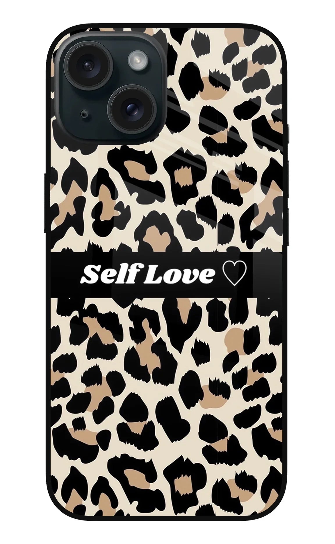 Leopard Print Self Love iPhone 15 Glass Case - Leopard Print Self Love iPhone 15 Glass Case Leopard Print Self Love iPhone 15 Glass Case