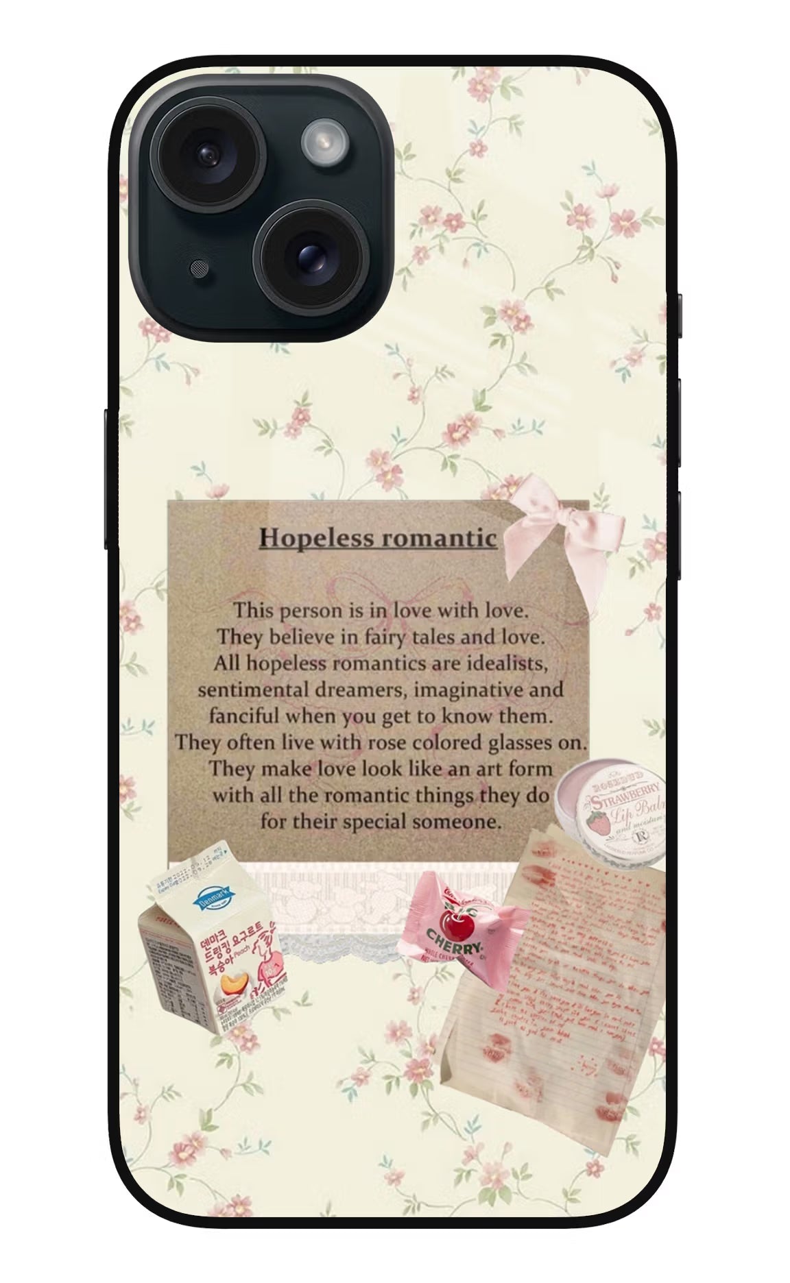 Hopeless Romantic iPhone 15 Glass Case - Hopeless Romantic iPhone 15 Glass Case Hopeless Romantic iPhone 15 Glass Case