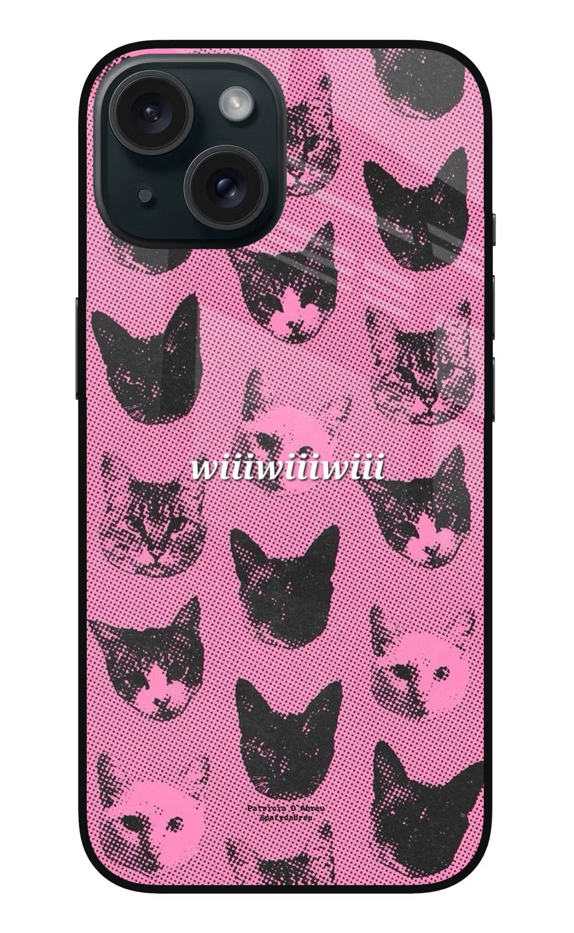 Pink Cats iPhone 15 Glass Case - Pink Cats iPhone 15 Glass Case Pink Cats iPhone 15 Glass Case