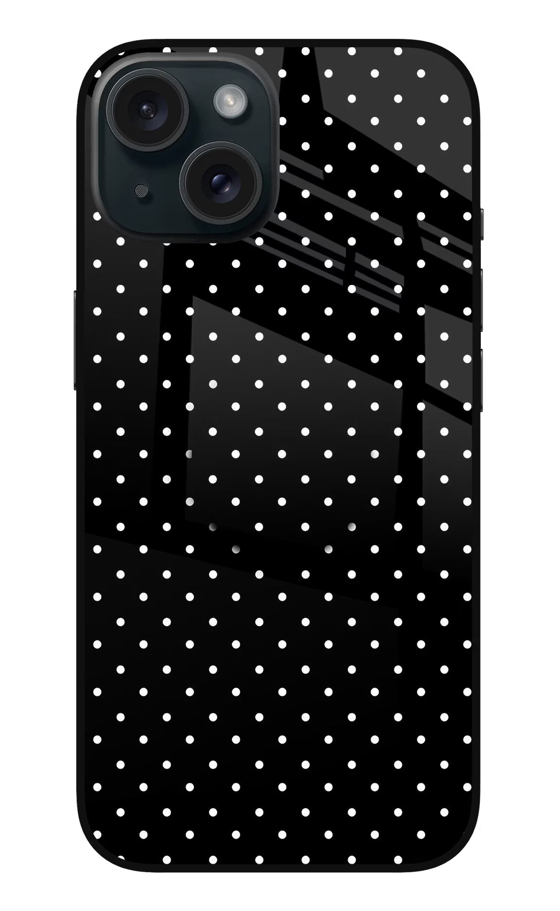 White Dots iPhone 15 Glass Case - White Dots iPhone 15 Glass Case White Dots iPhone 15 Glass Case