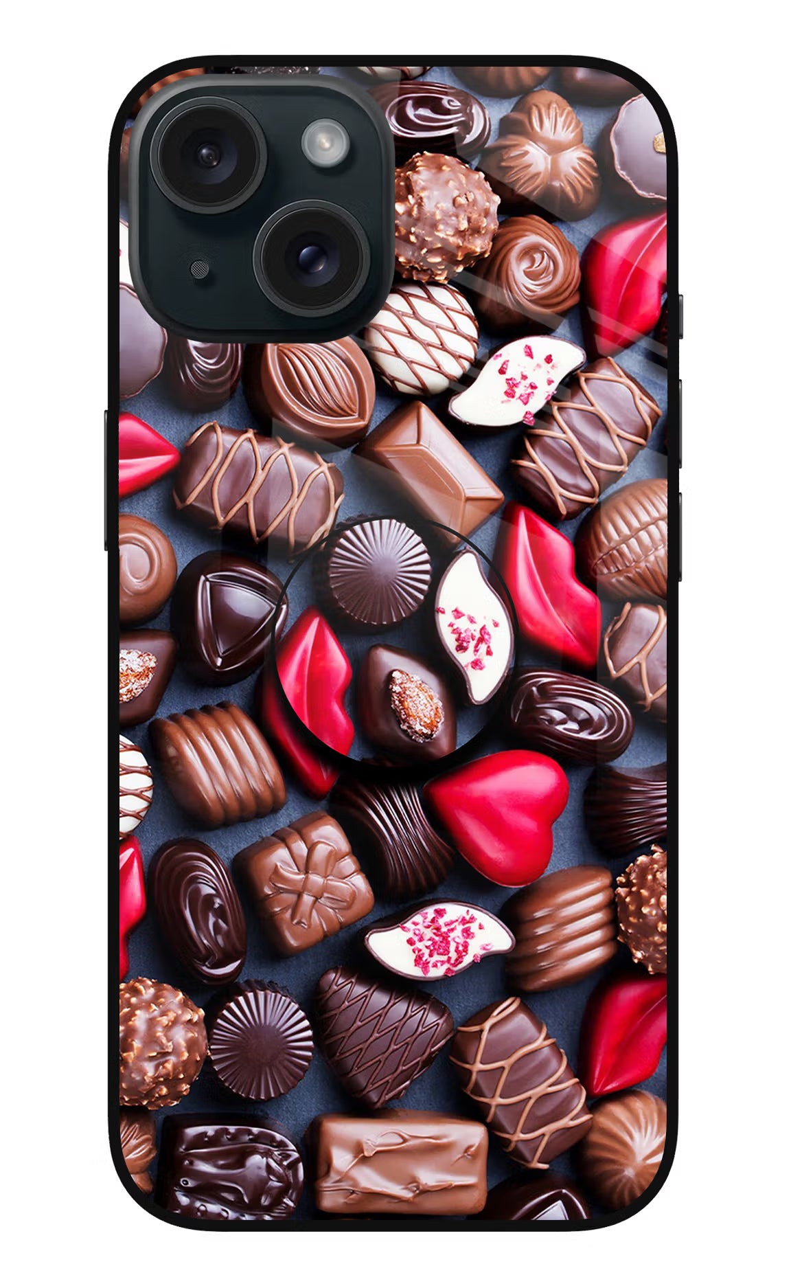 Chocolates iPhone 15 Glass Case - Chocolates iPhone 15 Glass Case Chocolates iPhone 15 Glass Case