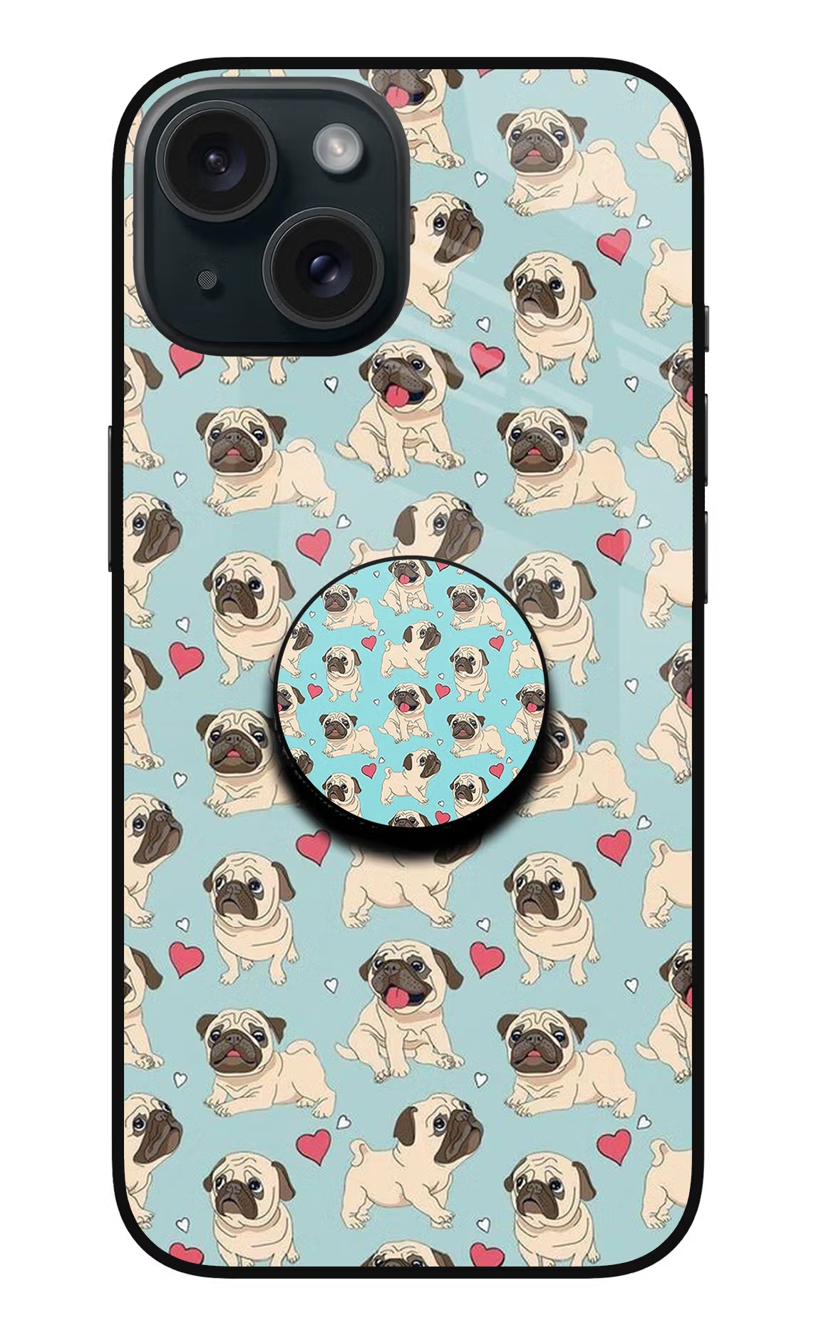 Pug Dog iPhone 15 Glass Case - Pug Dog iPhone 15 Glass Case Pug Dog iPhone 15 Glass Case