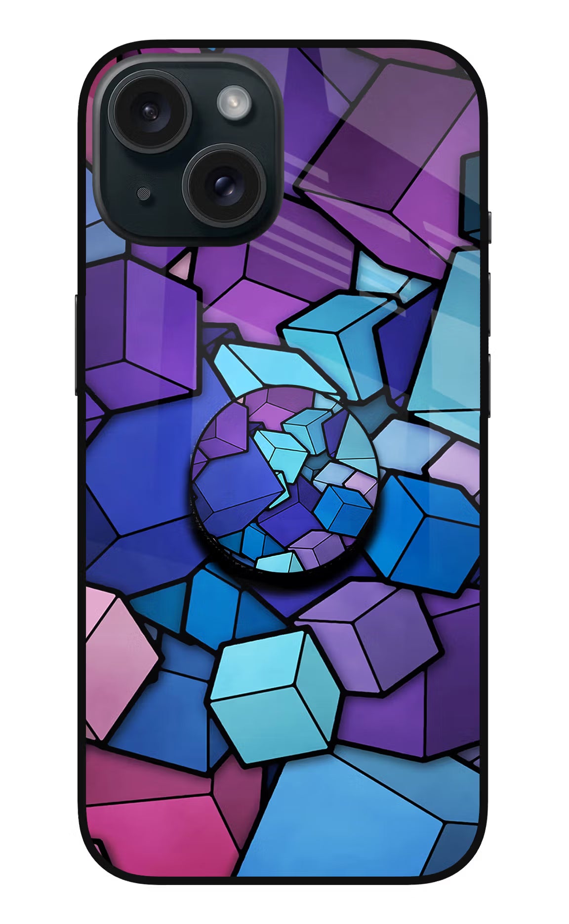 Cubic Abstract iPhone 15 Glass Case - Cubic Abstract iPhone 15 Glass Case Cubic Abstract iPhone 15 Glass Case