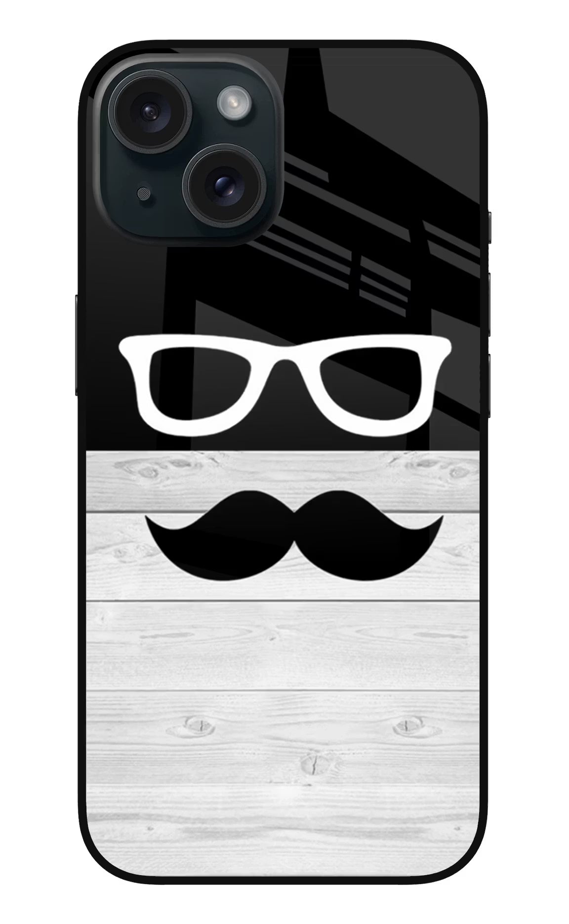 Mustache iPhone 15 Plus Glass Case - Mustache iPhone 15 Plus Glass Case Mustache iPhone 15 Plus Glass Case