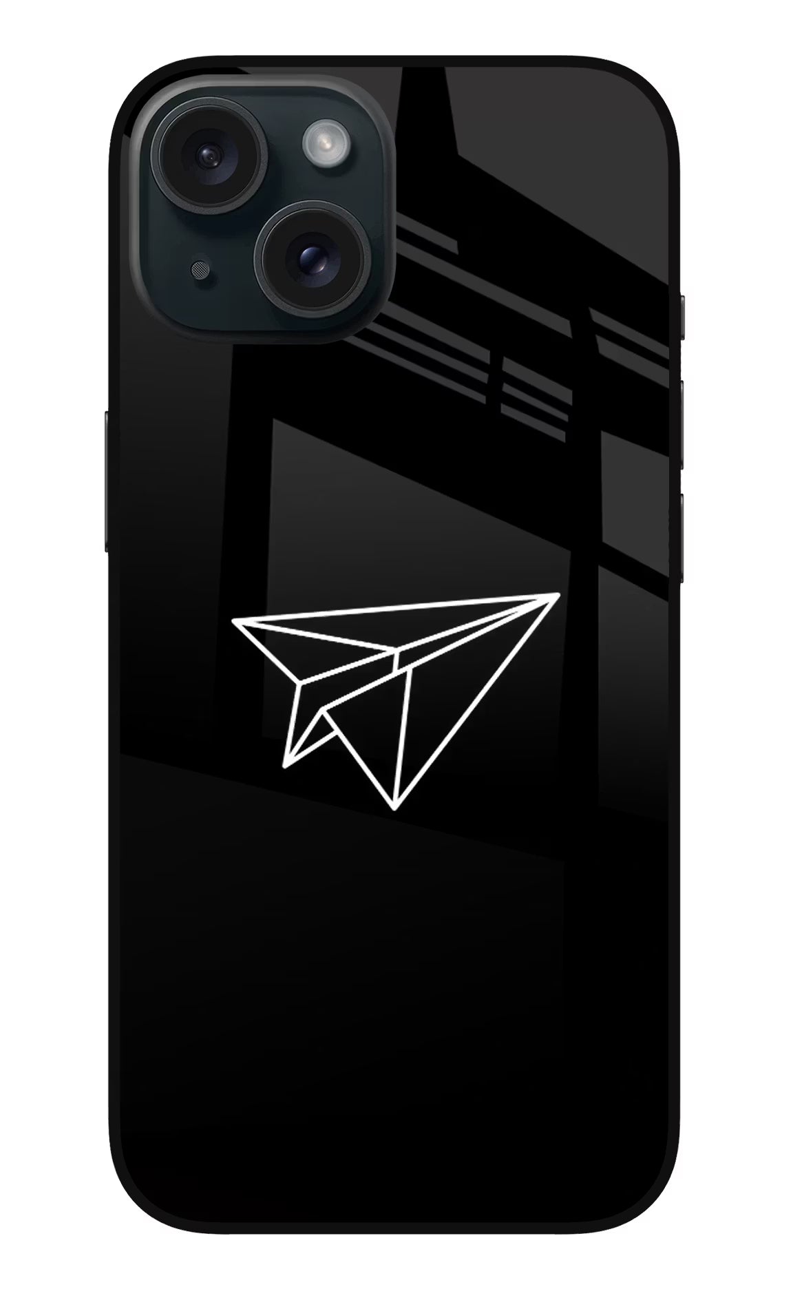 Paper Plane White iPhone 15 Plus Glass Case - Paper Plane White iPhone 15 Plus Glass Case Paper Plane White iPhone 15 Plus Glass Case