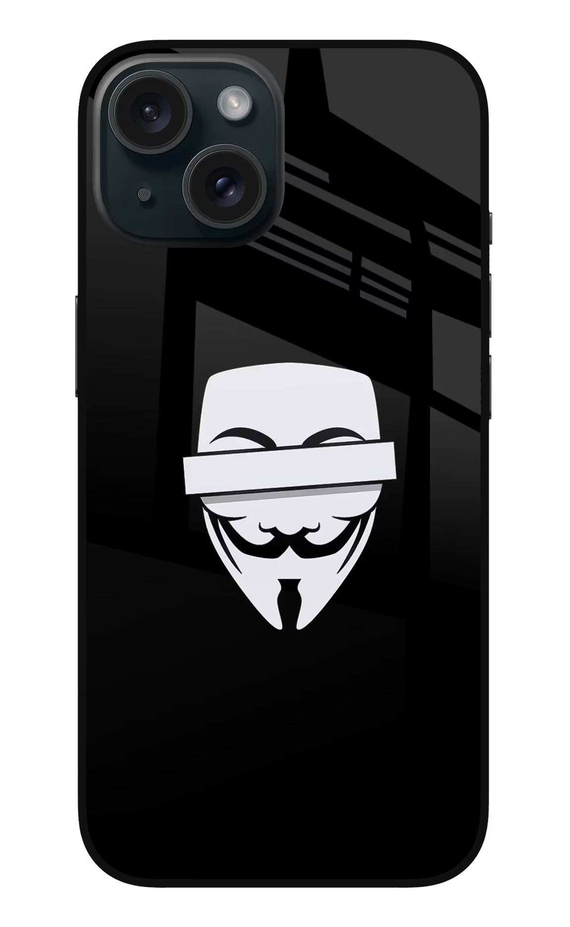 Anonymous Face iPhone 15 Plus Glass Case - Anonymous Face iPhone 15 Plus Glass Case Anonymous Face iPhone 15 Plus Glass Case