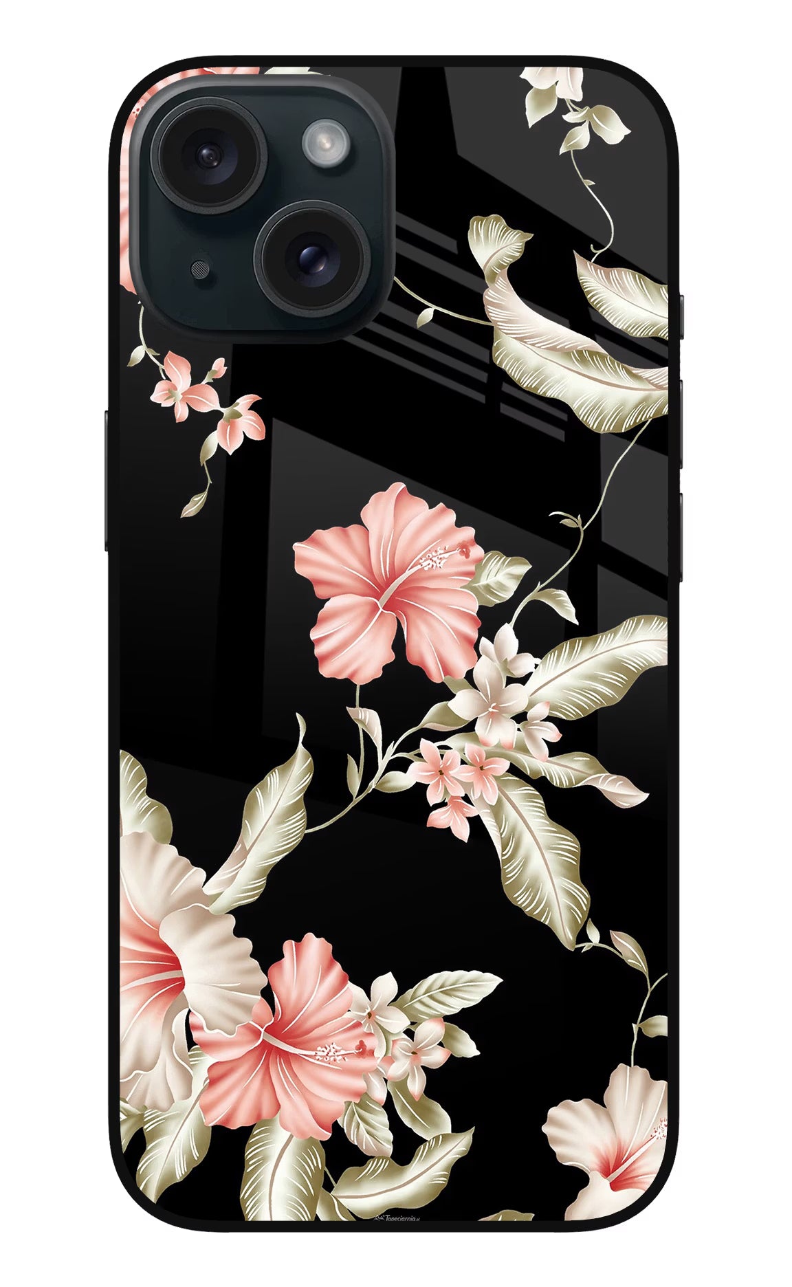 Flowers iPhone 15 Plus Back Cover - Flowers iPhone 15 Plus Glass Case Back Cover by Casekaro Flowers iPhone 15 Plus Glass Case Back Cover by Casekaro