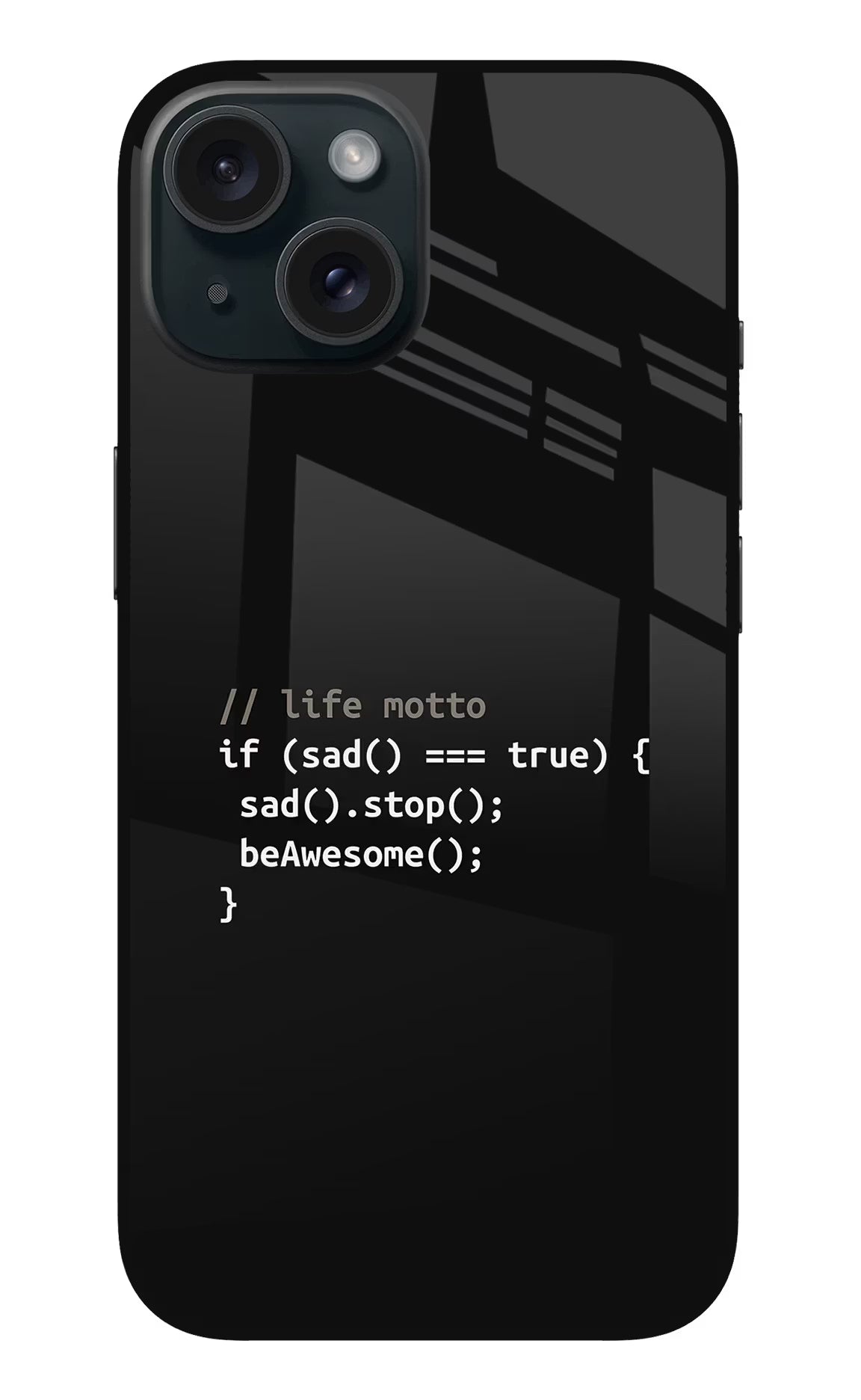 Life Motto Code iPhone 15 Plus Glass Case - Life Motto Code iPhone 15 Plus Glass Case Life Motto Code iPhone 15 Plus Glass Case