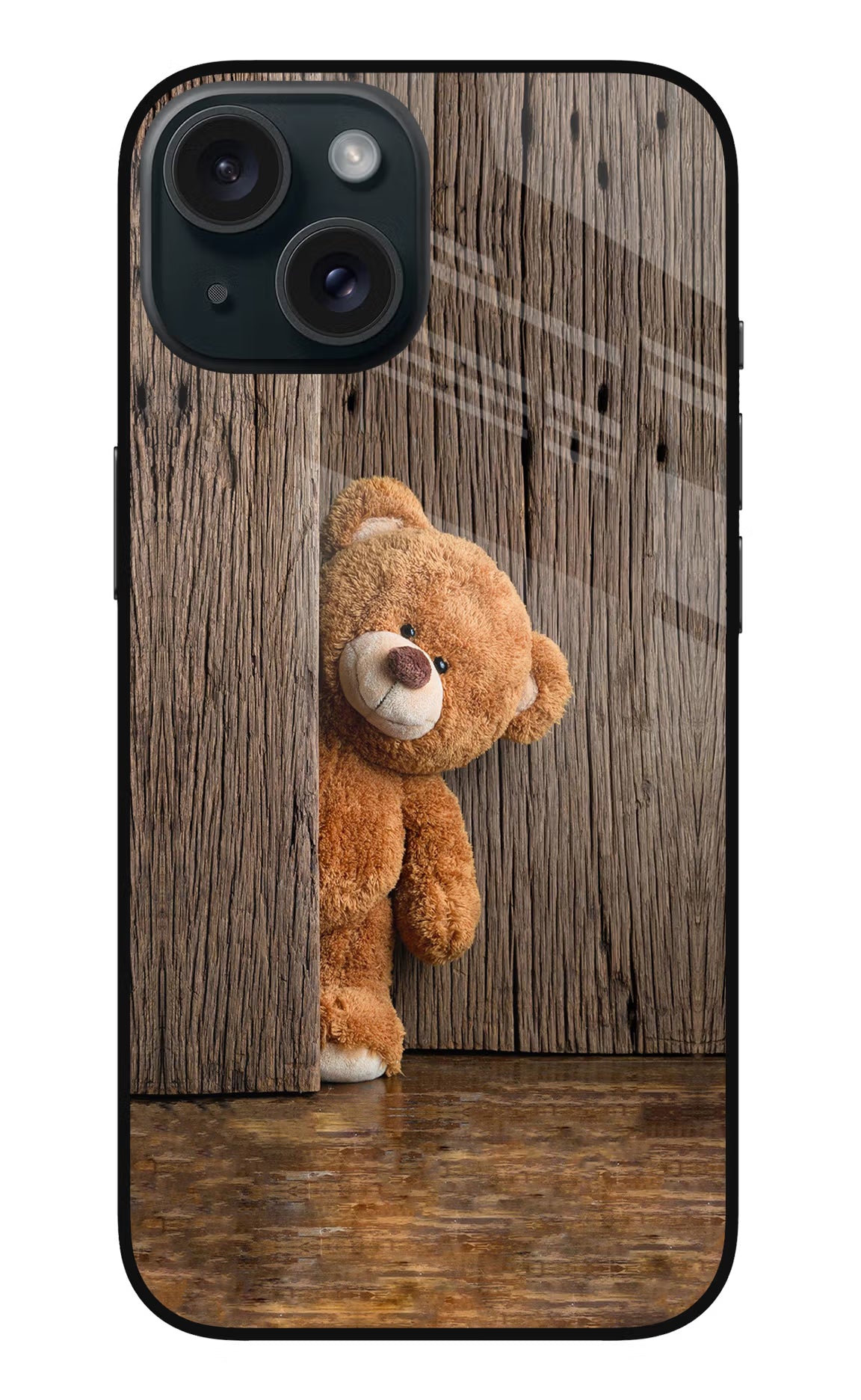 Teddy Wooden iPhone 15 Plus Glass Case - Teddy Wooden iPhone 15 Plus Glass Case Teddy Wooden iPhone 15 Plus Glass Case