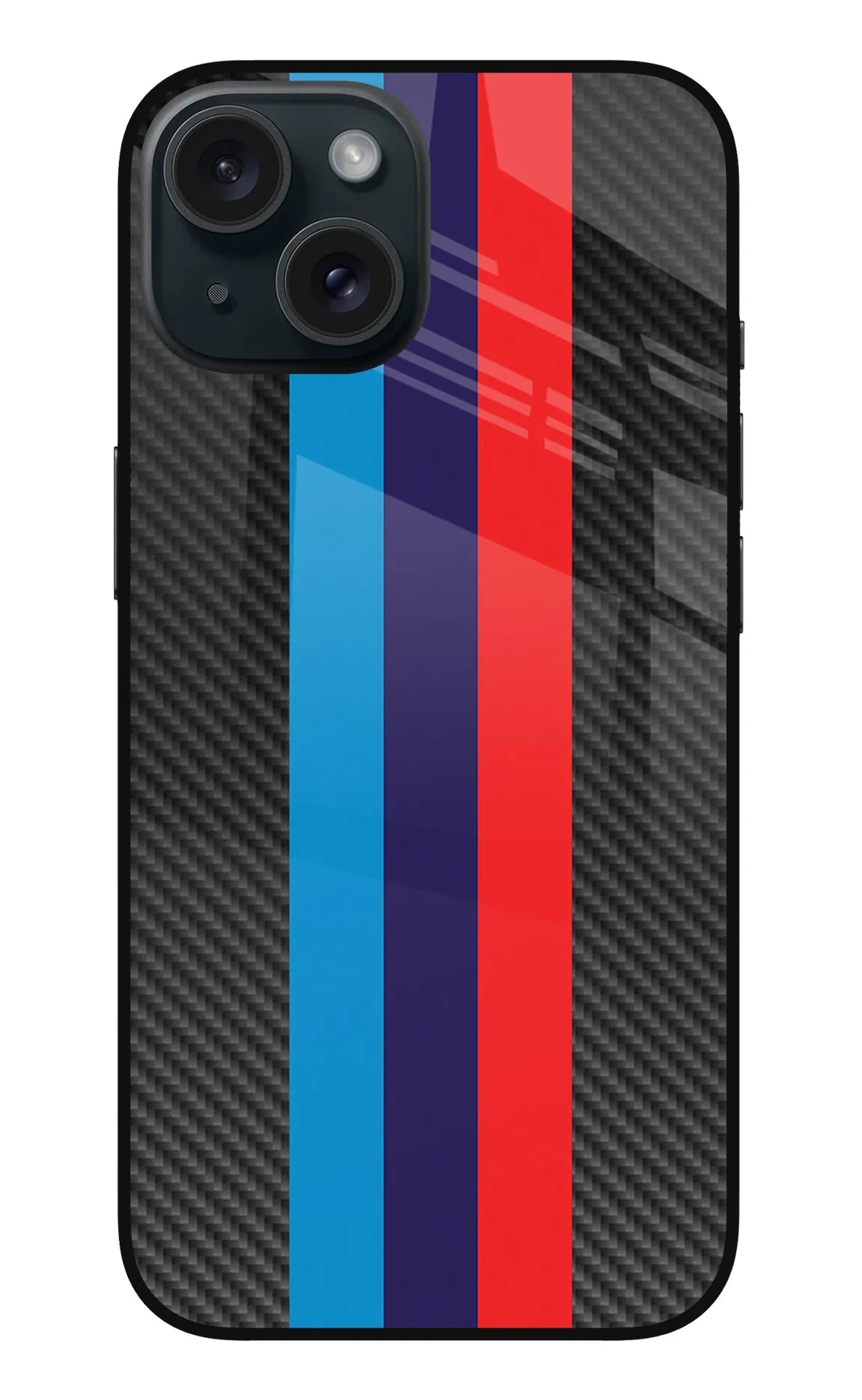 BMW Stripes Pattern iPhone 15 Plus Glass Case - BMW Stripes Pattern iPhone 15 Plus Glass Case BMW Stripes Pattern iPhone 15 Plus Glass Case