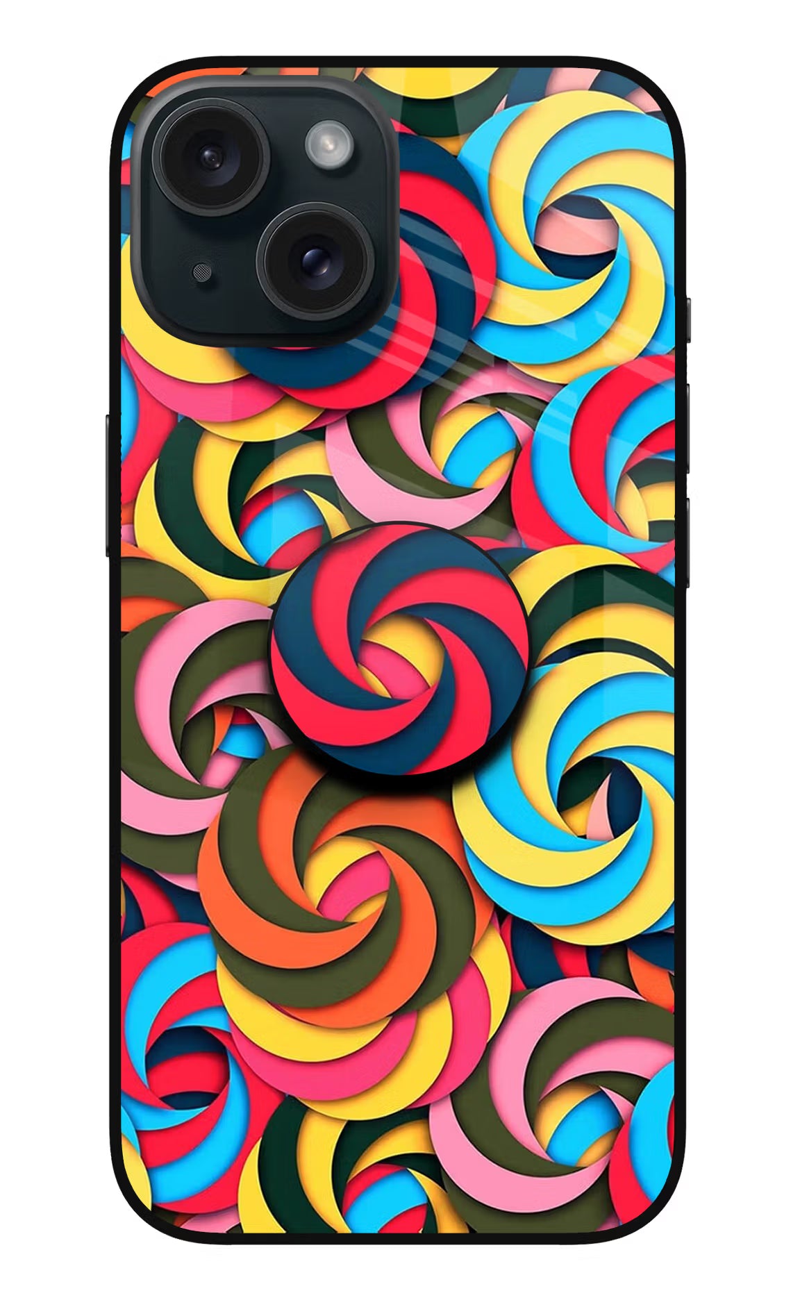 Spiral Pattern iPhone 15 Plus Glass Case - Spiral Pattern iPhone 15 Plus Glass Case Spiral Pattern iPhone 15 Plus Glass Case