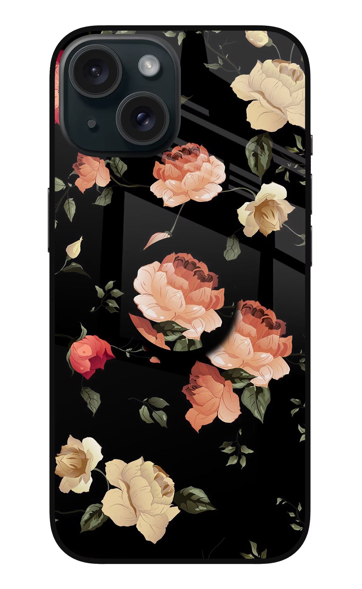 Flowers iPhone 15 Plus Glass Case - Flowers iPhone 15 Plus Glass Case Flowers iPhone 15 Plus Glass Case