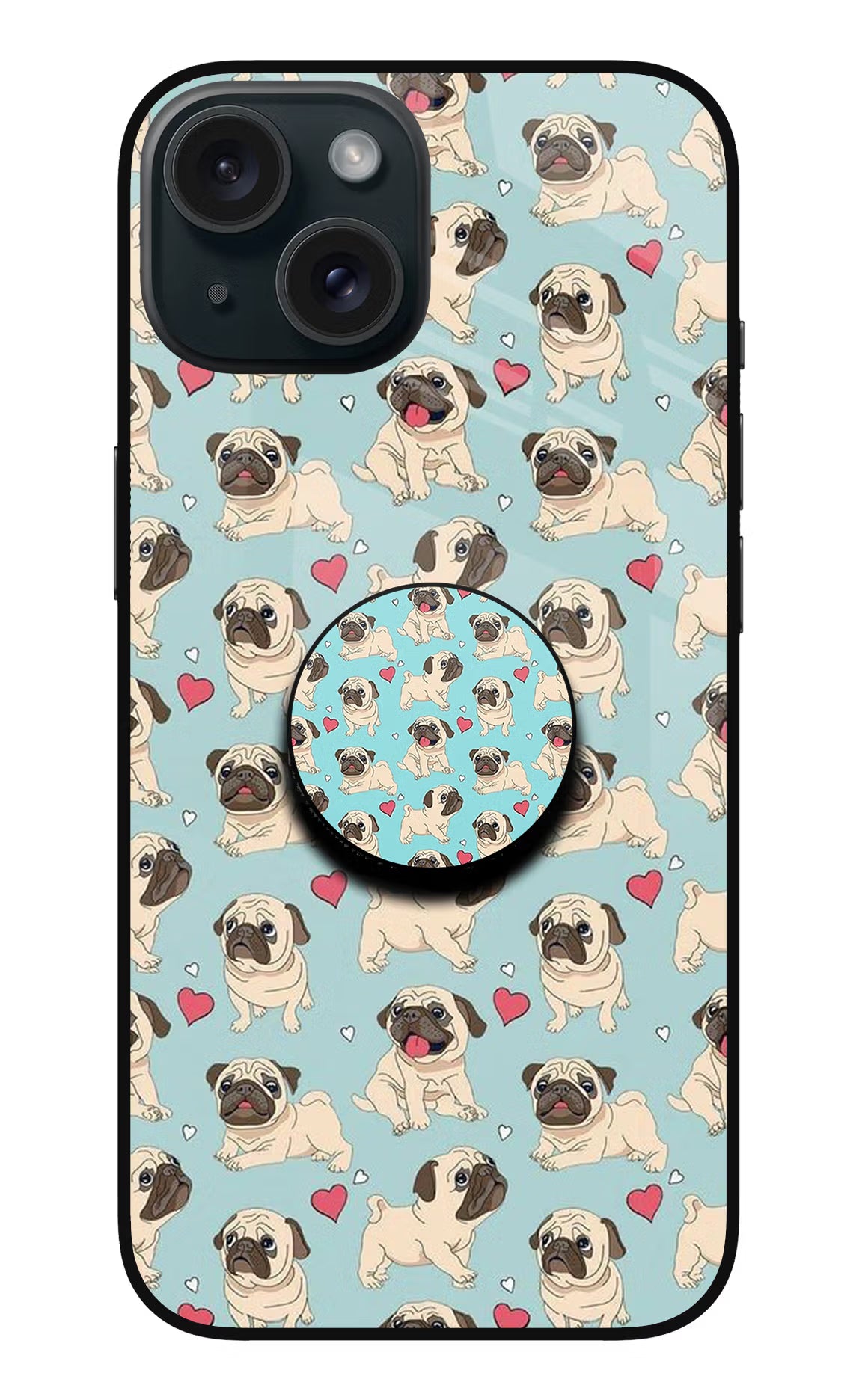 Pug Dog iPhone 15 Plus Glass Case - Pug Dog iPhone 15 Plus Glass Case Pug Dog iPhone 15 Plus Glass Case