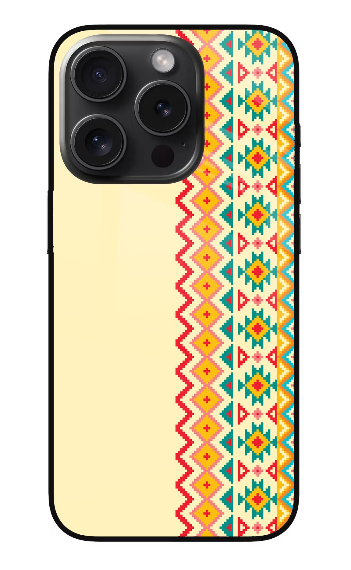 Ethnic Seamless iPhone 15 Pro Glass Case - Ethnic Seamless iPhone 15 Pro Glass Case Ethnic Seamless iPhone 15 Pro Glass Case