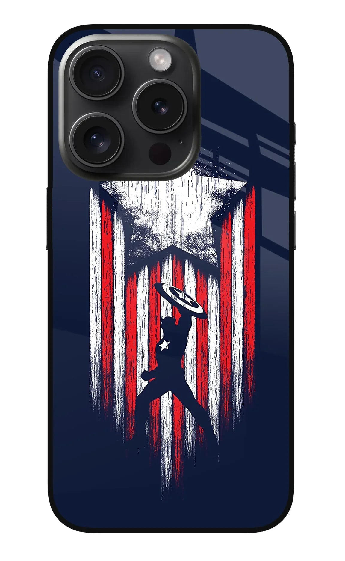 Captain America Marvel Art iPhone 15 Pro Glass Case - Captain America Marvel Art iPhone 15 Pro Glass Case Captain America Marvel Art iPhone 15 Pro Glass Case