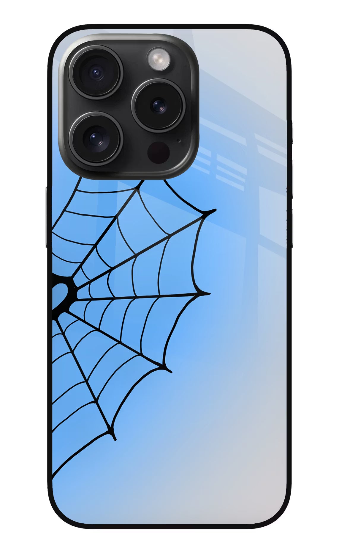 Blue Web iPhone 15 Pro Glass Case - Blue Web iPhone 15 Pro Glass Case Blue Web iPhone 15 Pro Glass Case