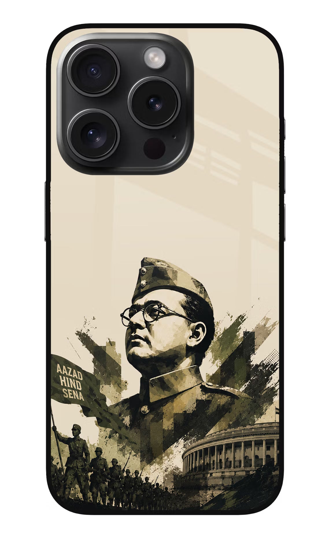 Netaji Rising iPhone 15 Pro Glass Case - Netaji Rising iPhone 15 Pro Glass Case Netaji Rising iPhone 15 Pro Glass Case
