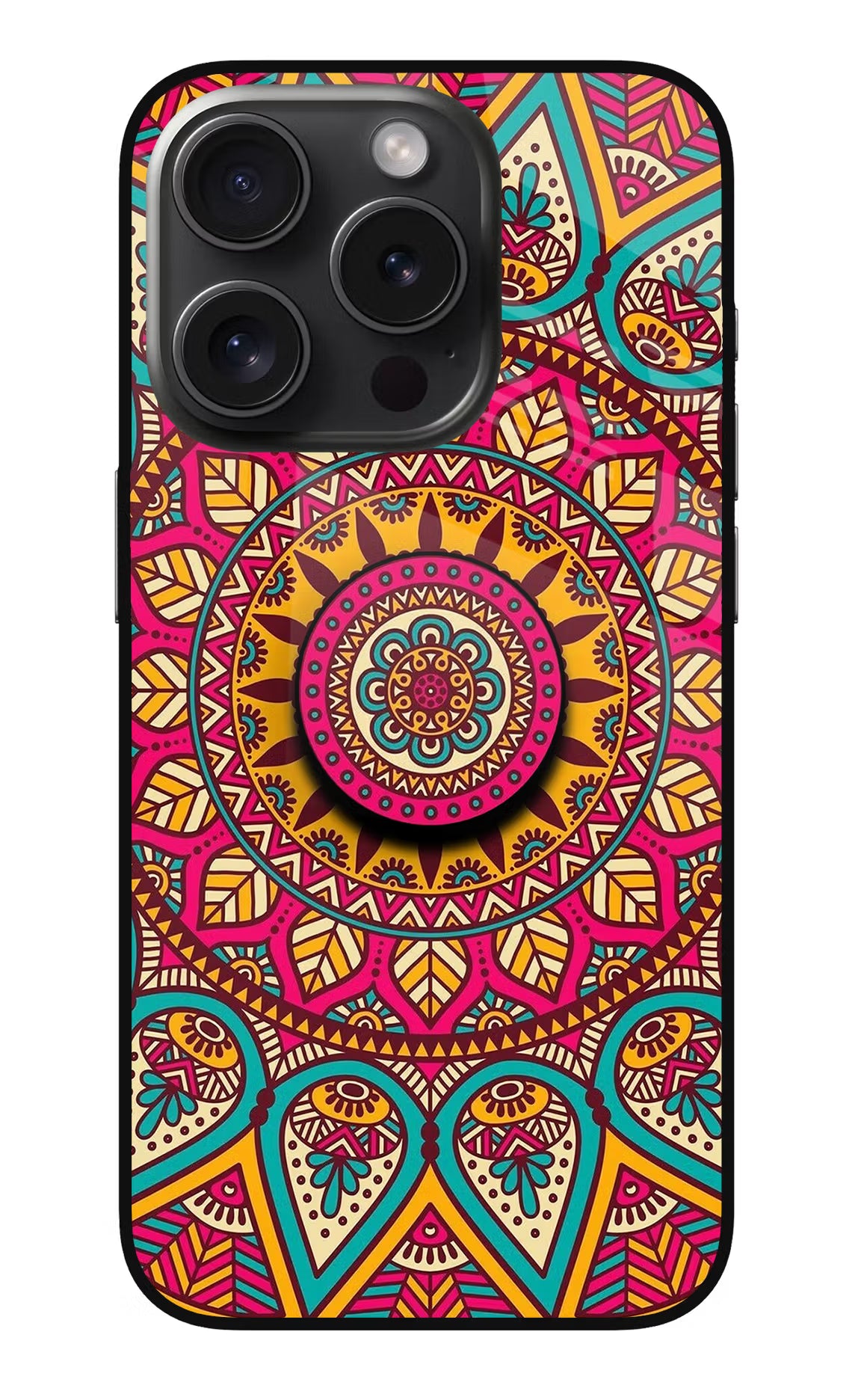 Mandala iPhone 15 Pro Glass Case - Mandala iPhone 15 Pro Glass Case Mandala iPhone 15 Pro Glass Case