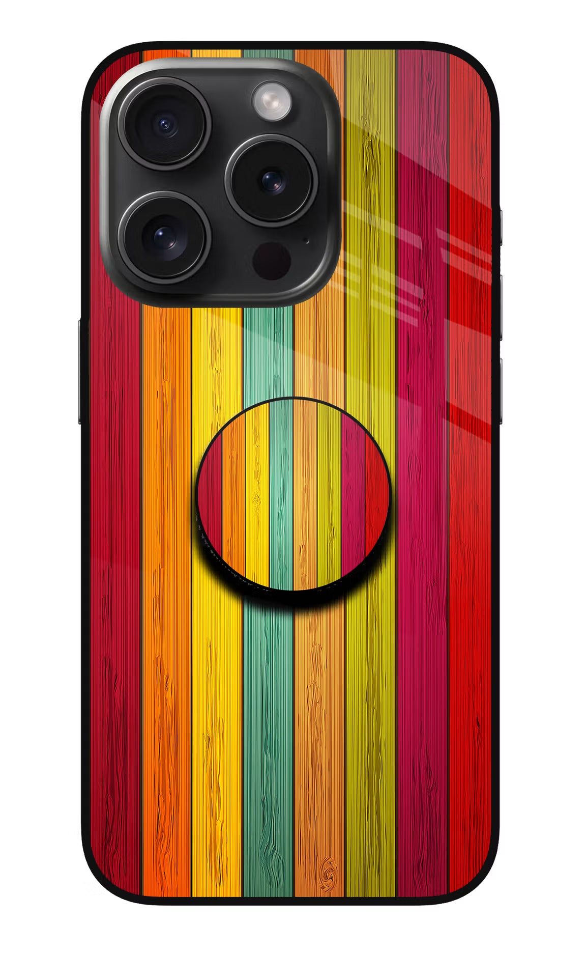 Multicolor Wooden iPhone 15 Pro Glass Case - Multicolor Wooden iPhone 15 Pro Glass Case Multicolor Wooden iPhone 15 Pro Glass Case