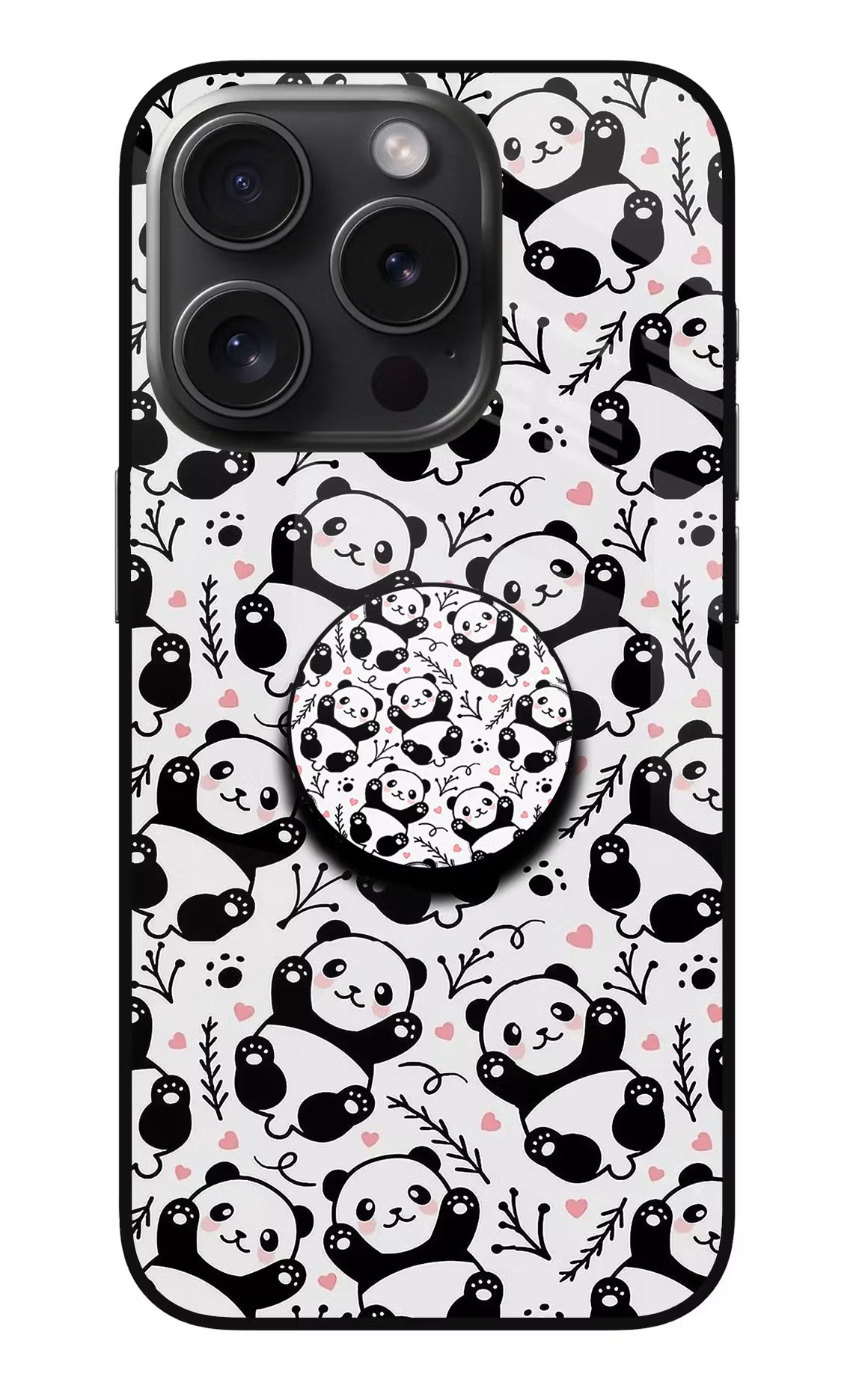 Cute Panda iPhone 15 Pro Glass Case - Cute Panda iPhone 15 Pro Glass Case Cute Panda iPhone 15 Pro Glass Case