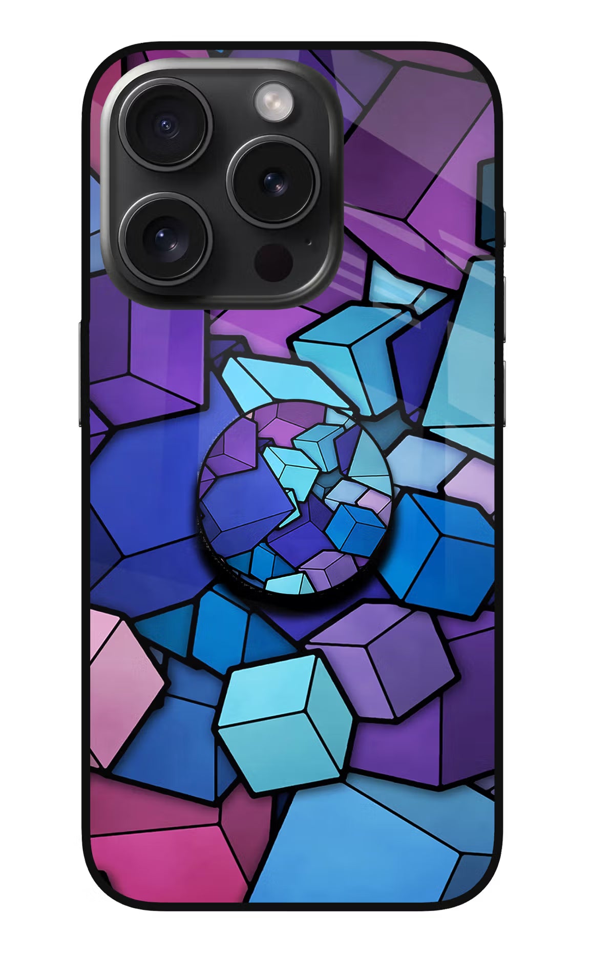 Cubic Abstract iPhone 15 Pro Glass Case - Cubic Abstract iPhone 15 Pro Glass Case Cubic Abstract iPhone 15 Pro Glass Case