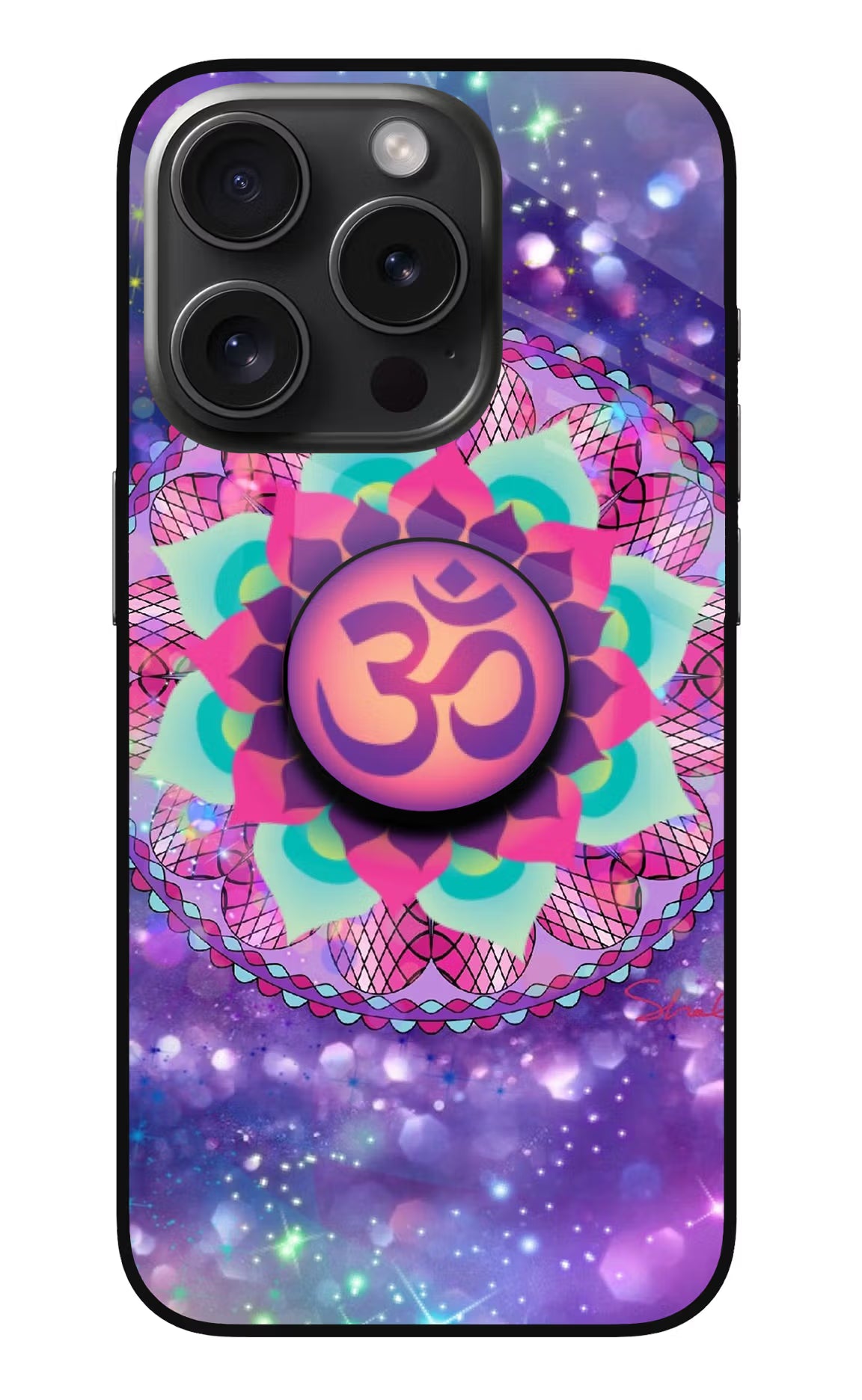 Om Purple iPhone 15 Pro Max Glass Case - Om Purple iPhone 15 Pro Max Glass Case Om Purple iPhone 15 Pro Max Glass Case